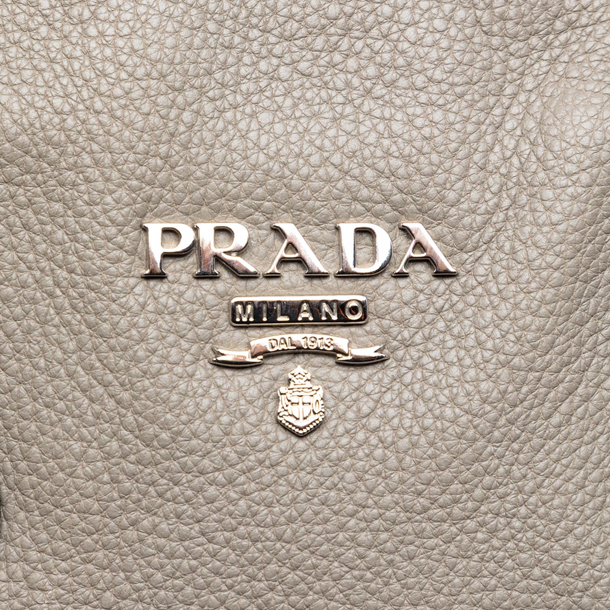 Prada Vitello Daino Side Zip Convertible Tote