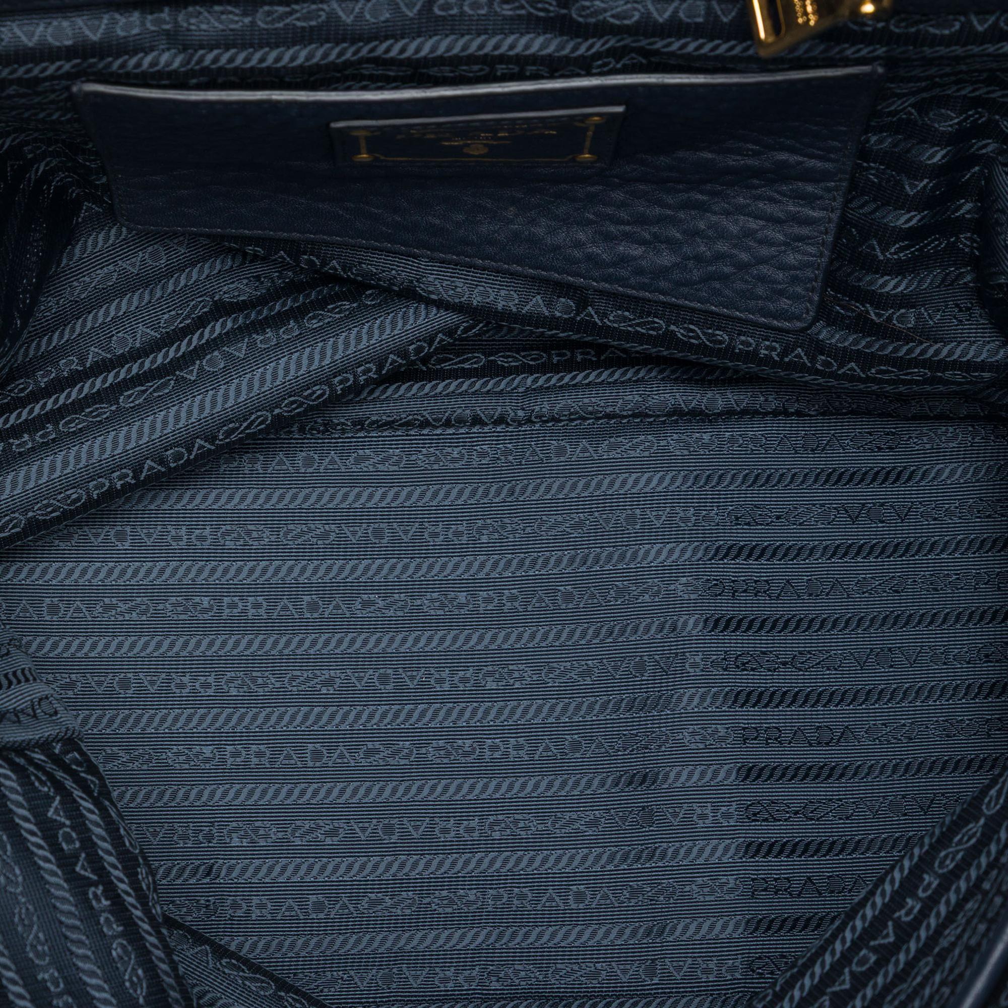 Prada Vitello Daino Side Zip Open Convertible Tote