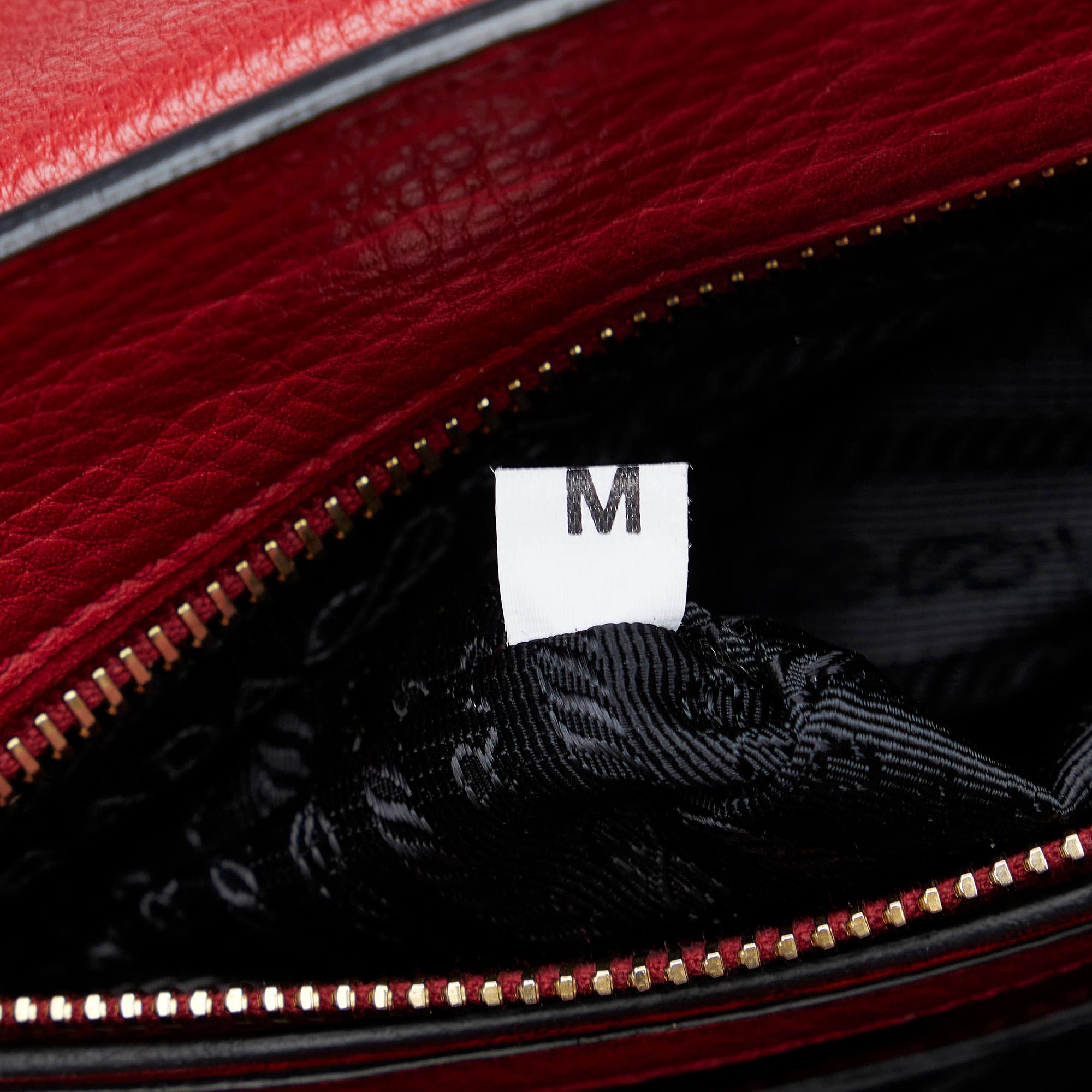 Prada Vitello Daino Sound Lock Satchel (SHG-Telq0f)