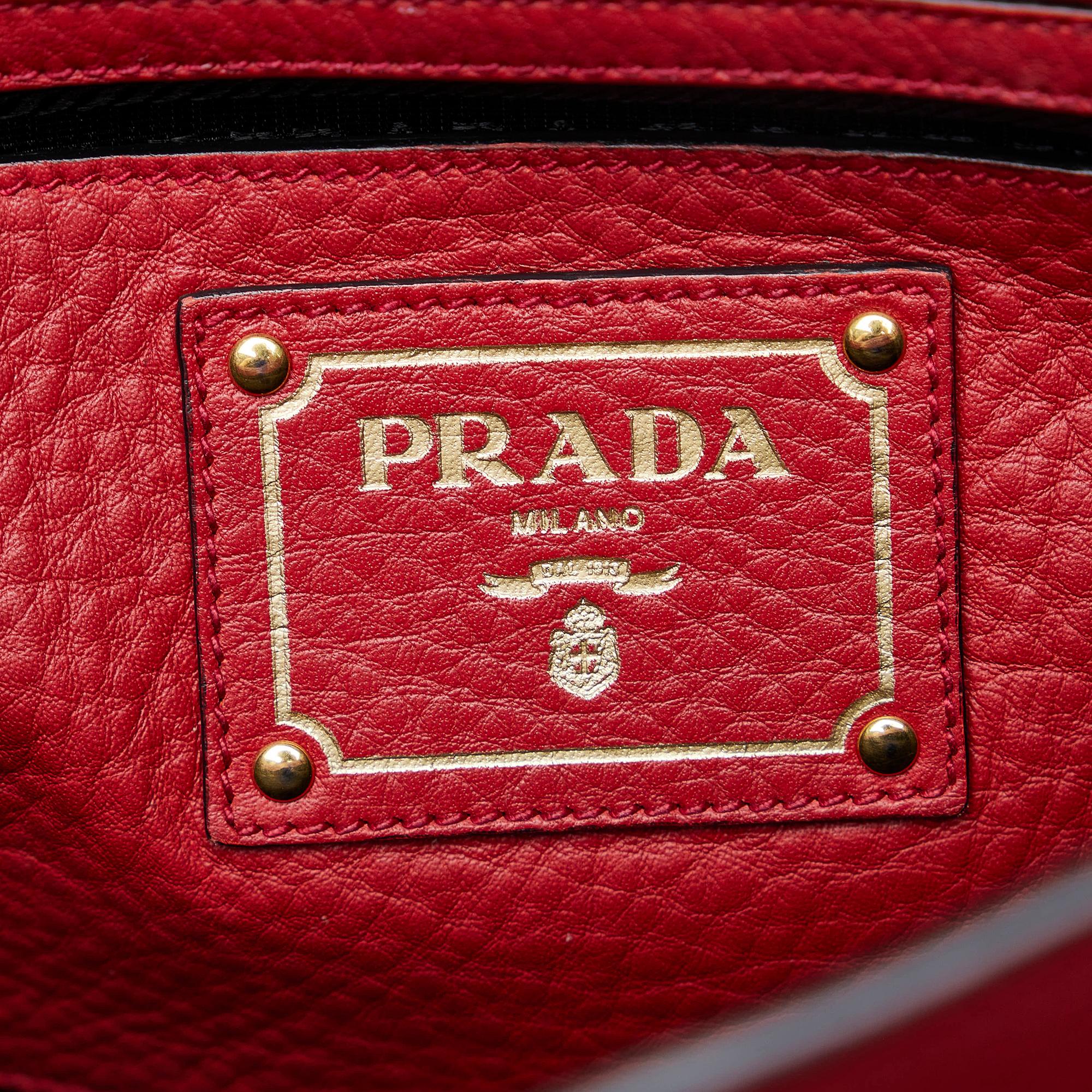 Prada Vitello Daino Sound Lock Satchel (SHG-Telq0f)