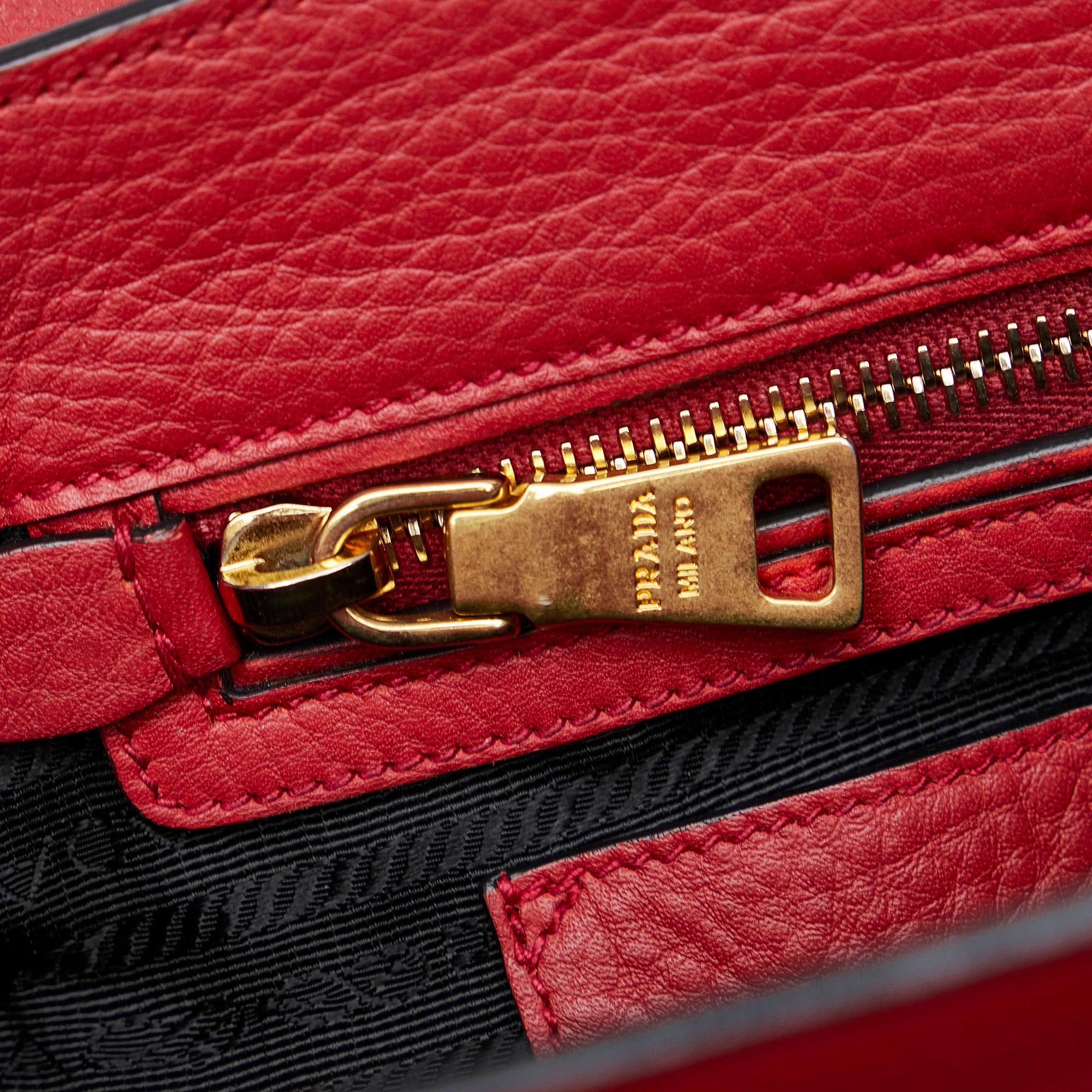 Prada Vitello Daino Sound Lock Satchel (SHG-Telq0f)