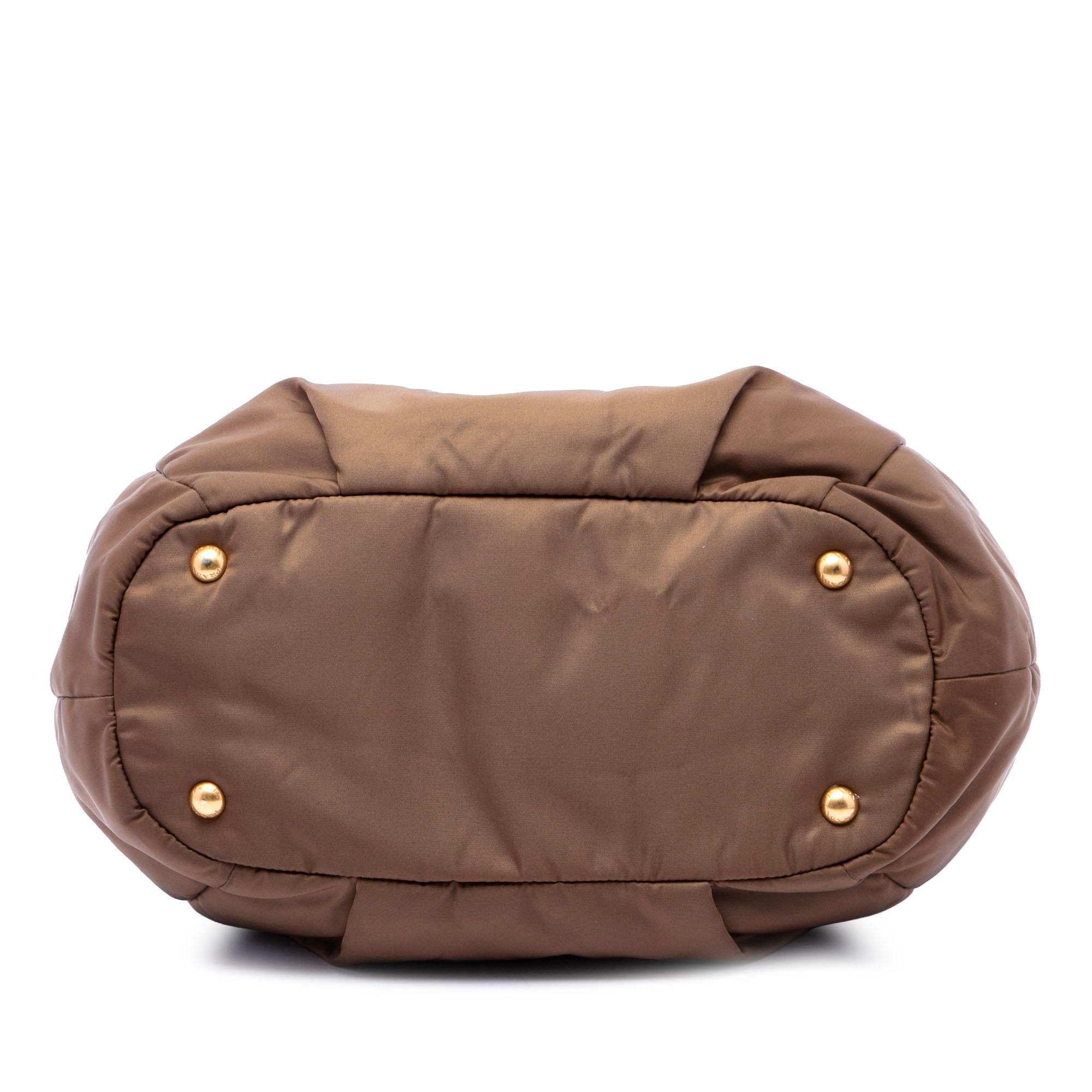 Prada Vitello Daino Trimmed Tessuto Satchel