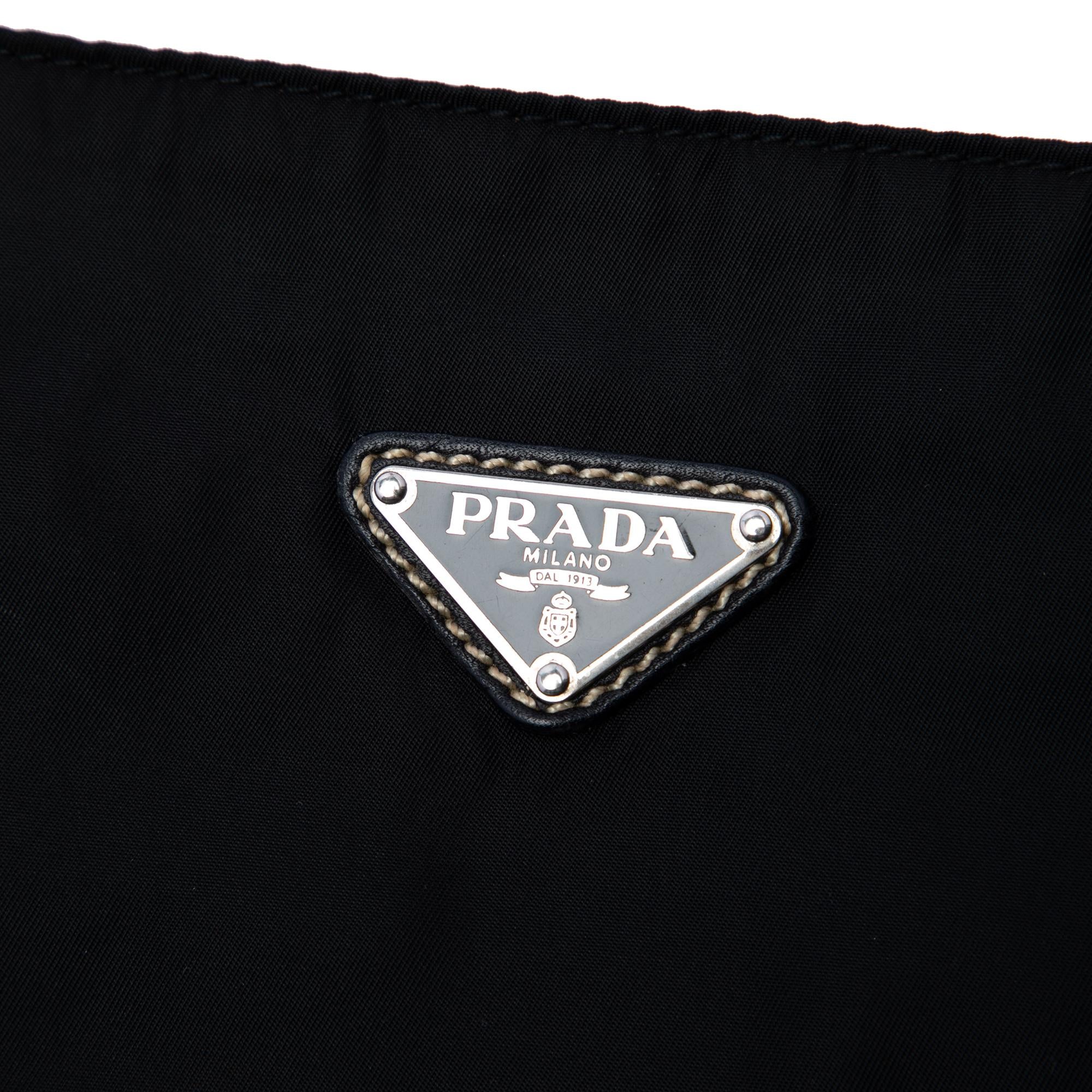 Prada Vitello Daino Trimmed Tessuto Zip Top Crossbody