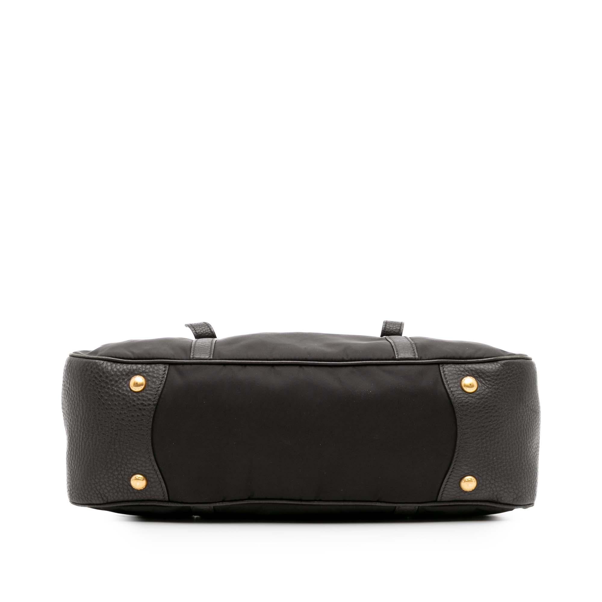 Prada Vitello Daino Trimmed Tessuto Zip Top Satchel