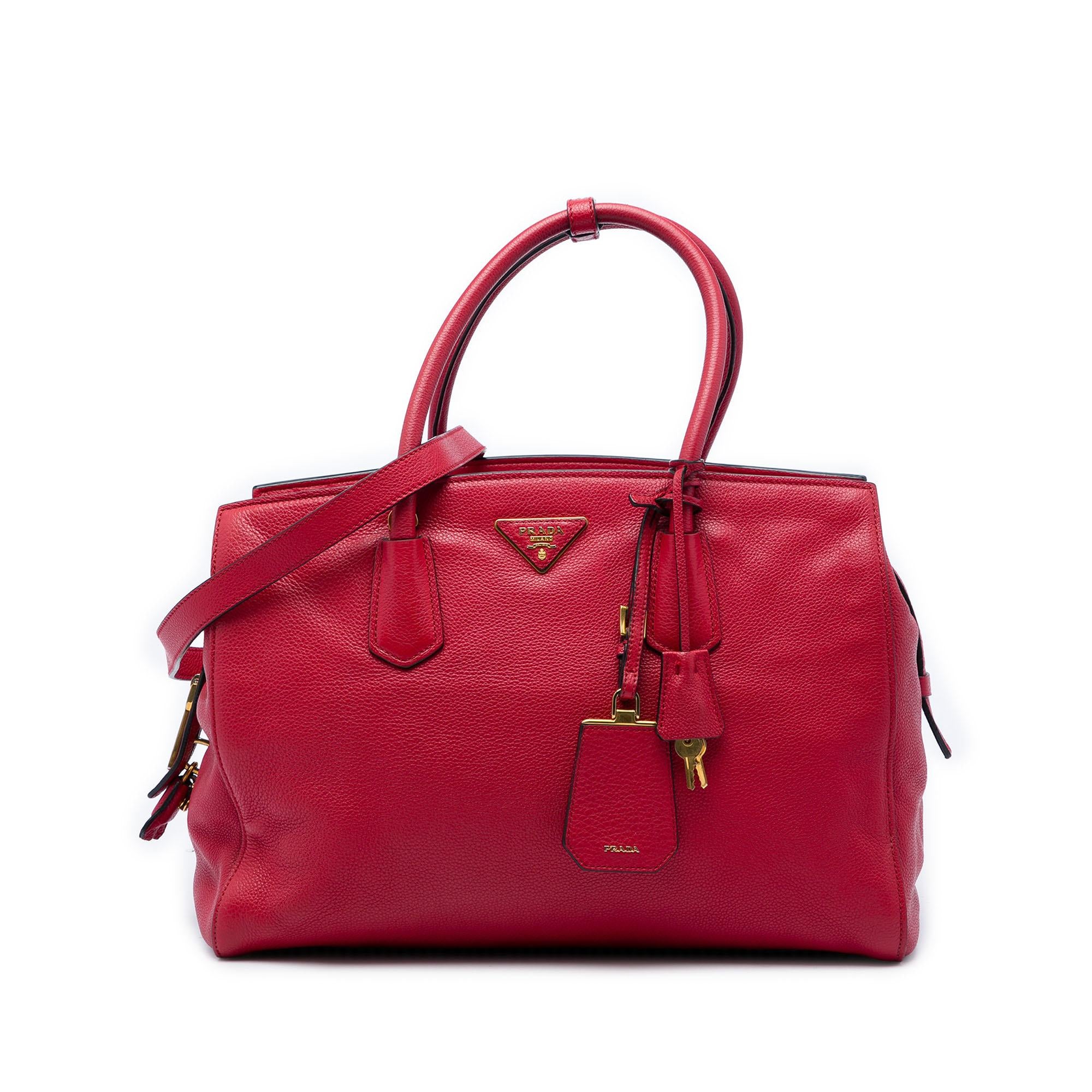 Prada Vitello Daino Zip Top Convertible Tote