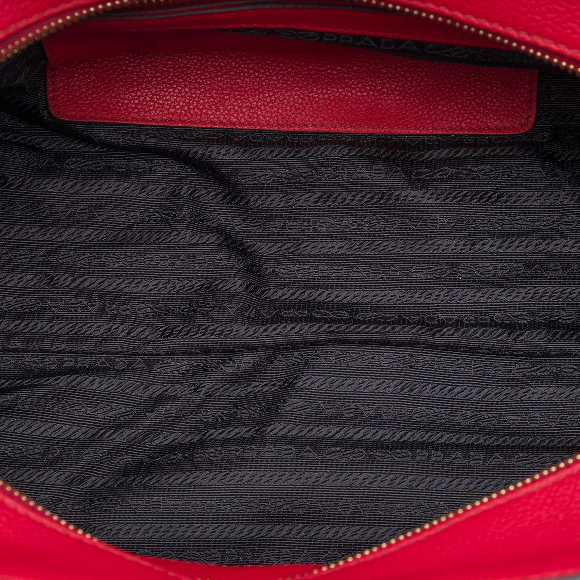 Prada Vitello Daino Zip Top Convertible Tote