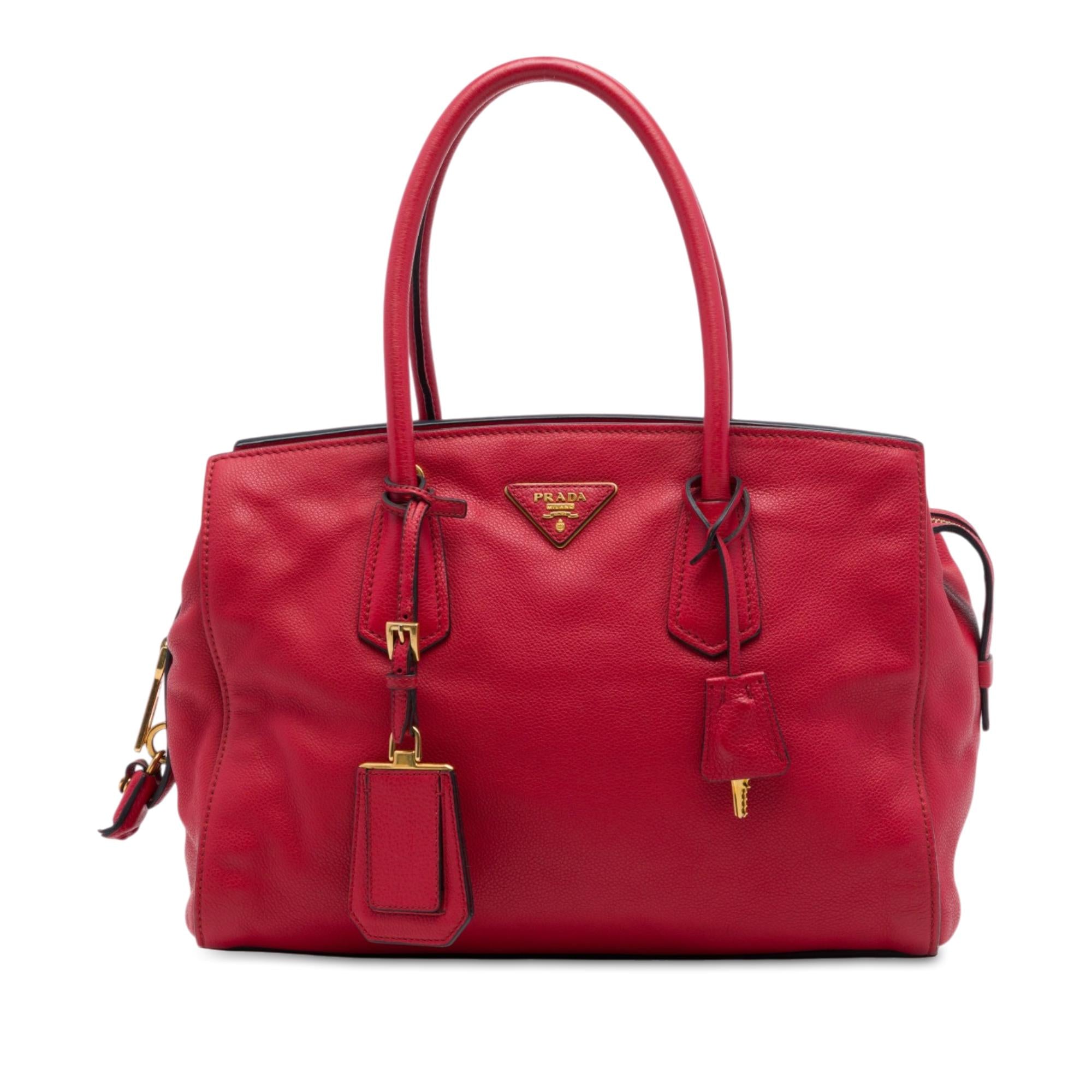 Prada Vitello Daino Zip Top Convertible Tote