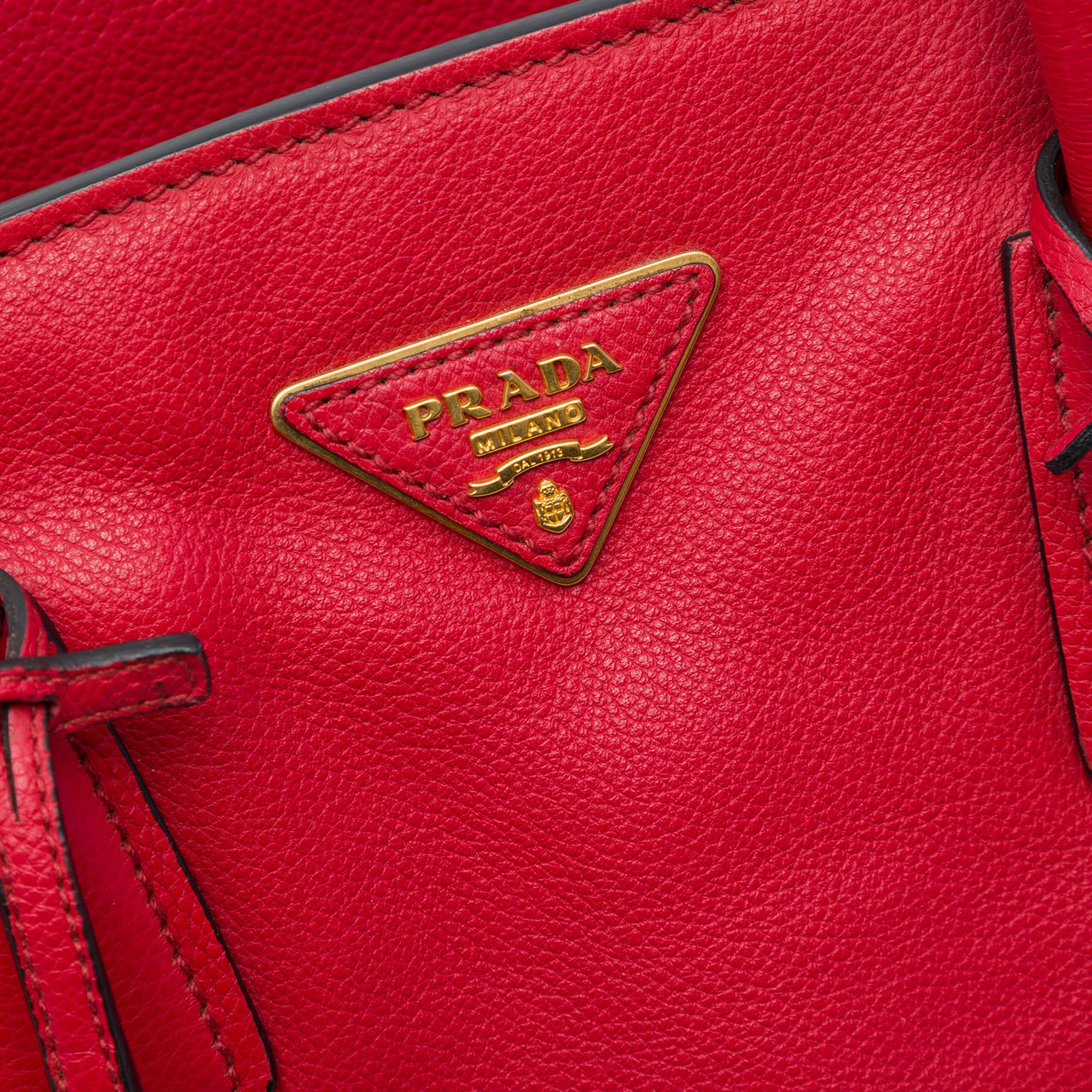 Prada Vitello Daino Zip Top Convertible Tote