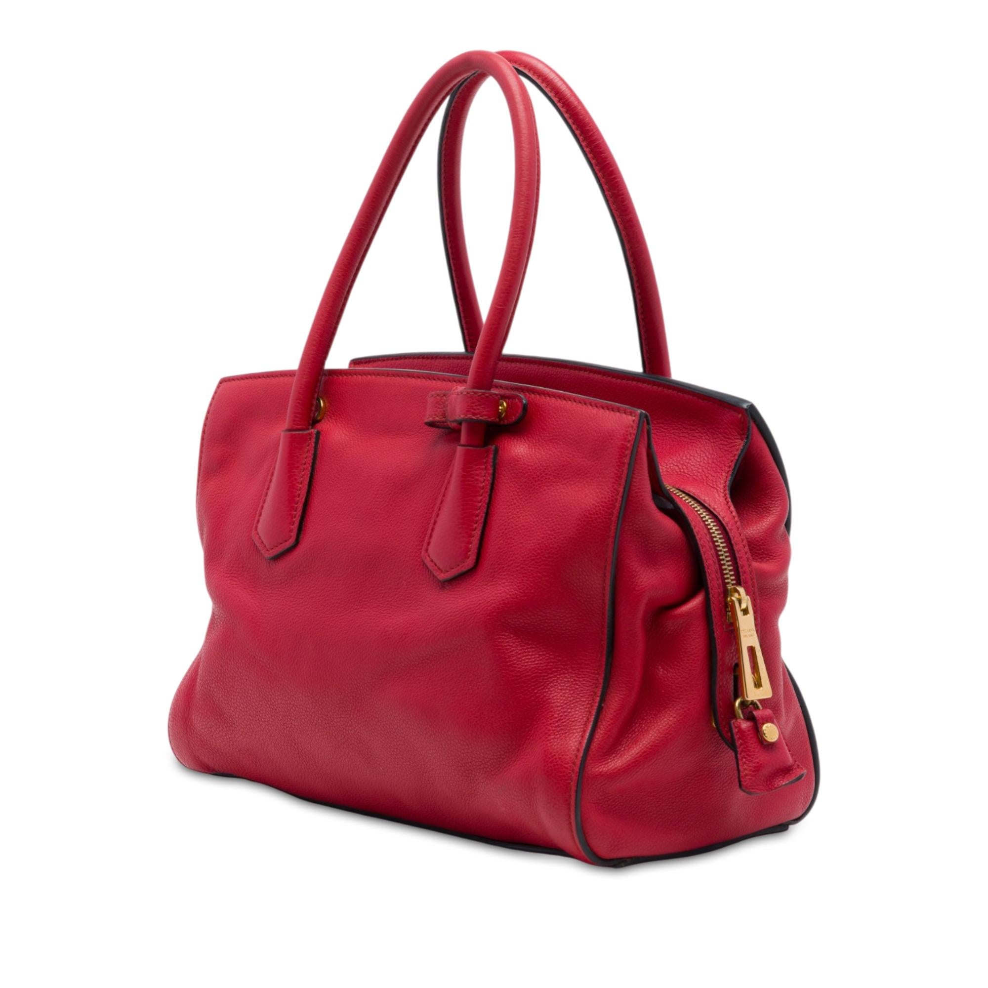 Prada Vitello Daino Zip Top Convertible Tote