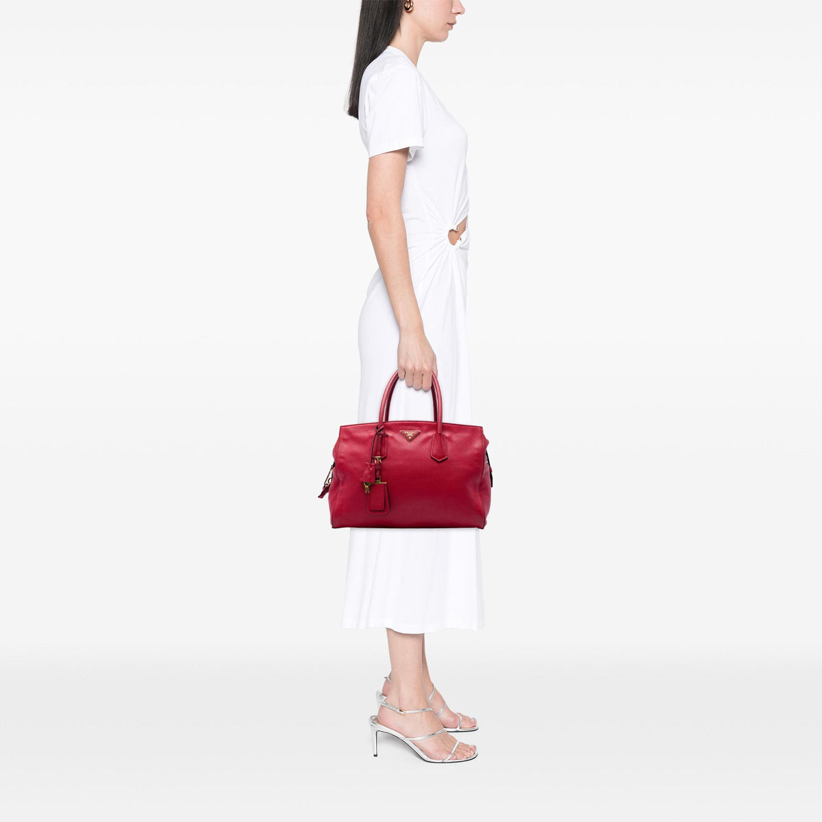 Prada Vitello Daino Zip Top Convertible Tote
