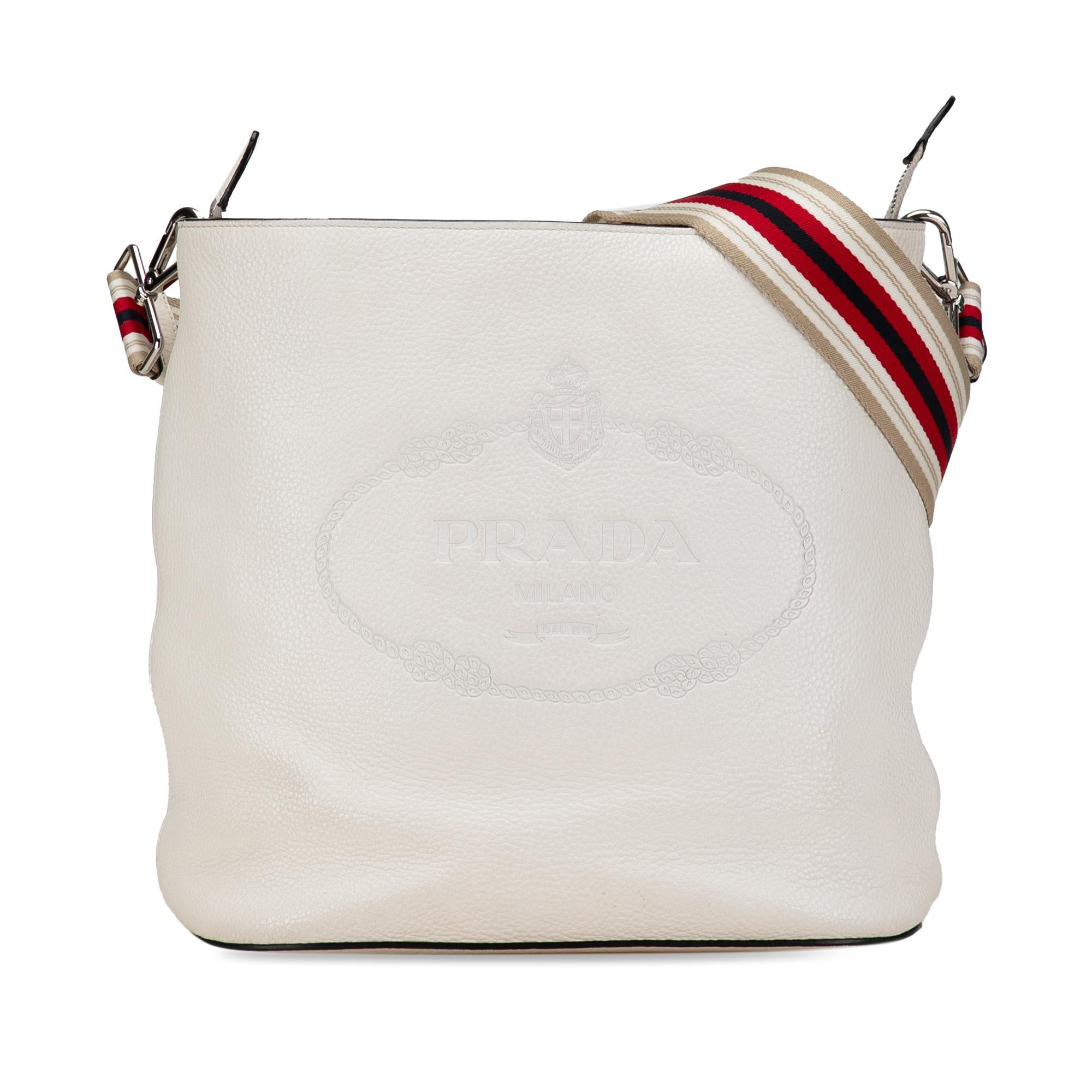 Prada Vitello Phenix Logo Bucket Bag (SHG-77RPlB)