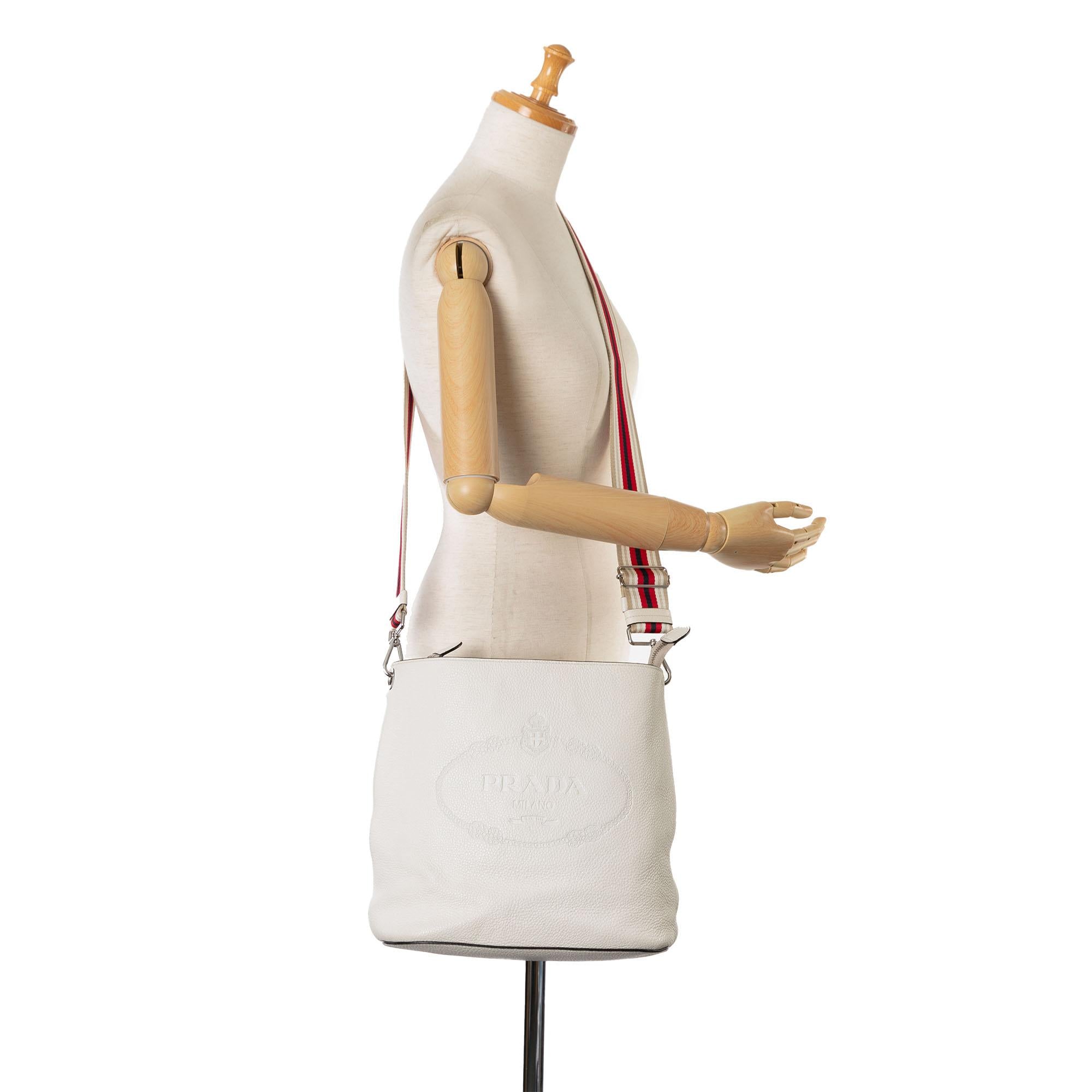 Prada Vitello Phenix Logo Bucket Bag (SHG-77RPlB)