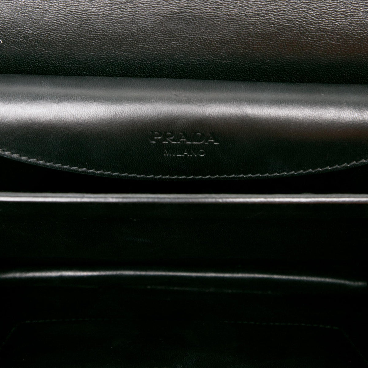 Prada Vitello Stitched Sound Lock Satchel