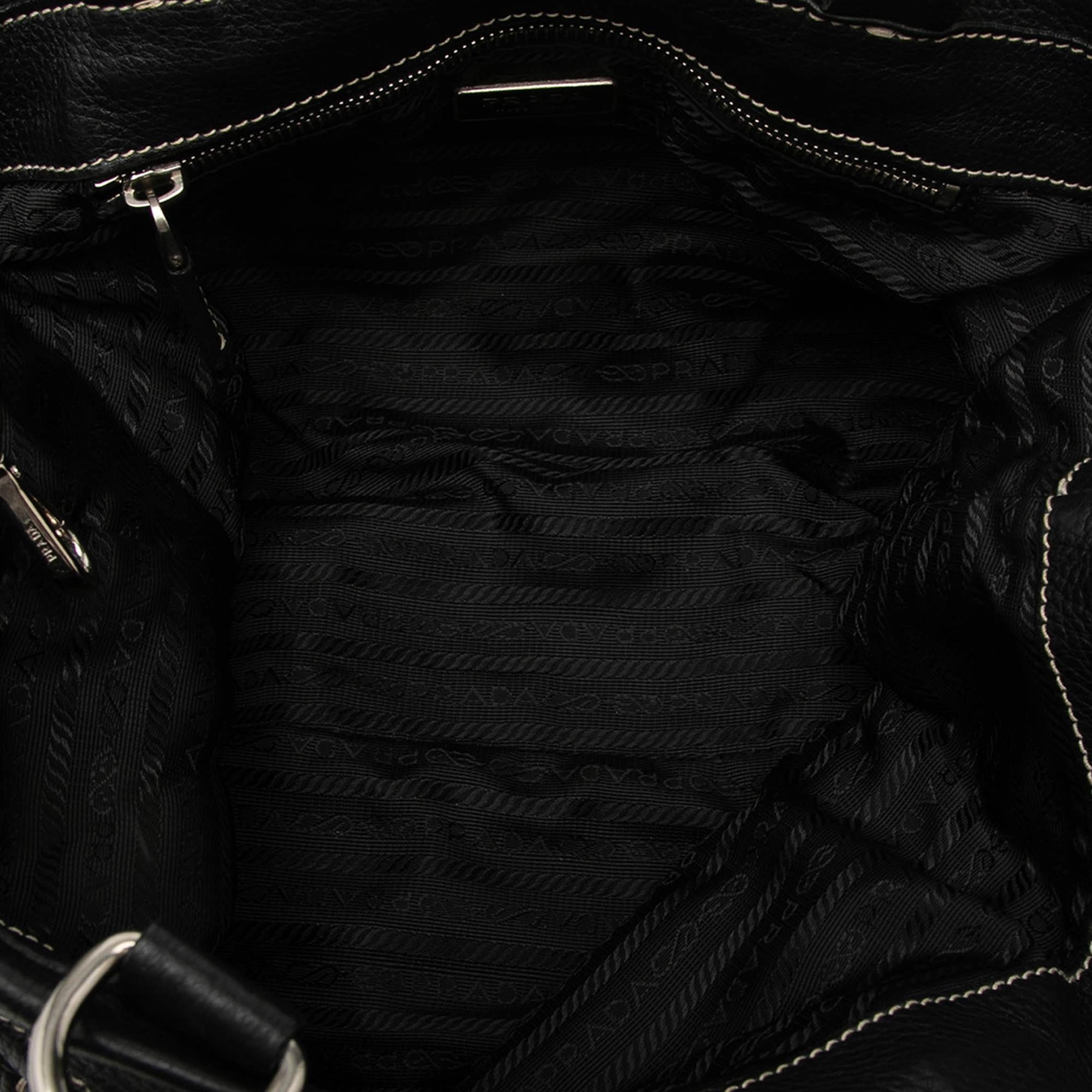 Prada Vitello Trimmed Tessuto Tote