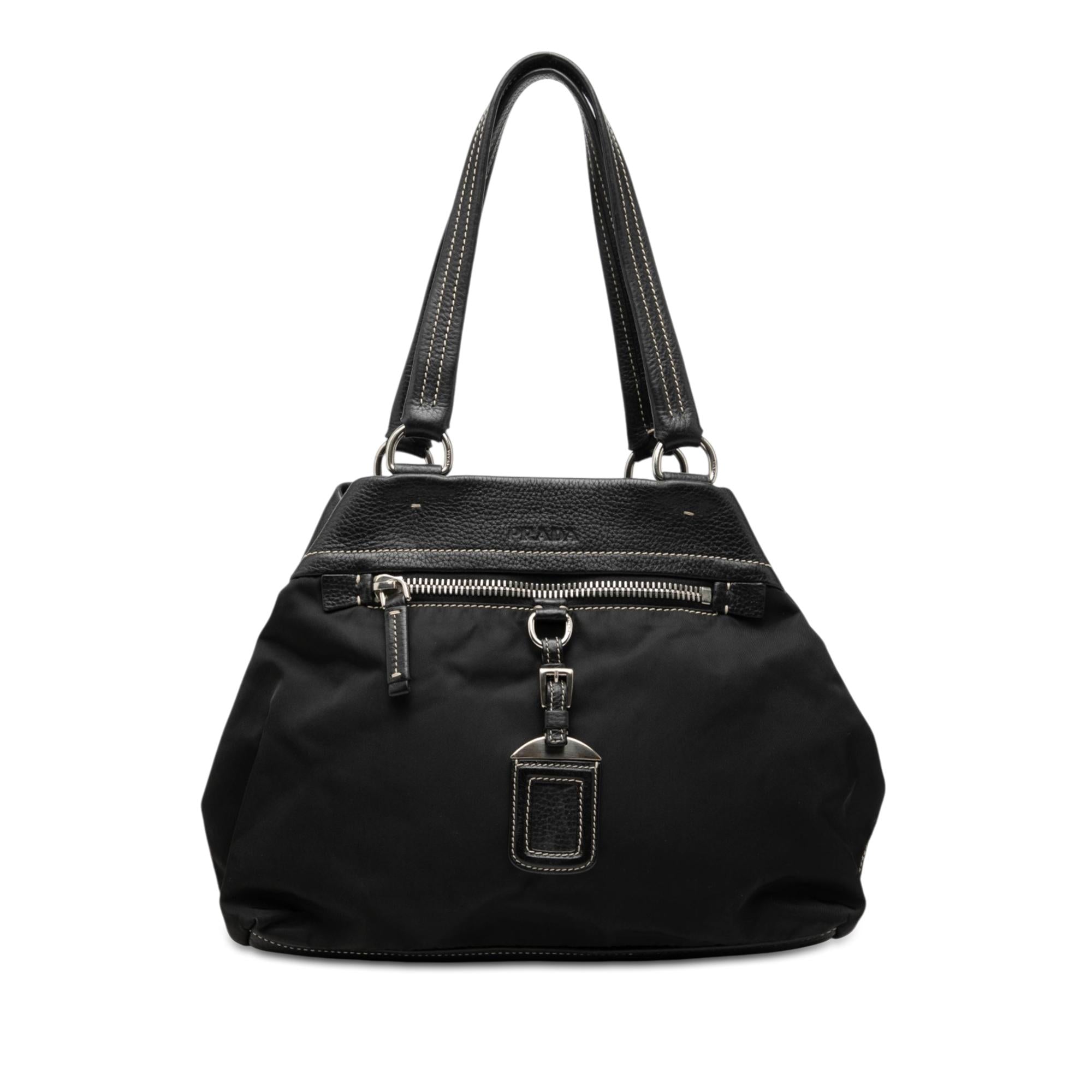 Prada Vitello Trimmed Tessuto Tote