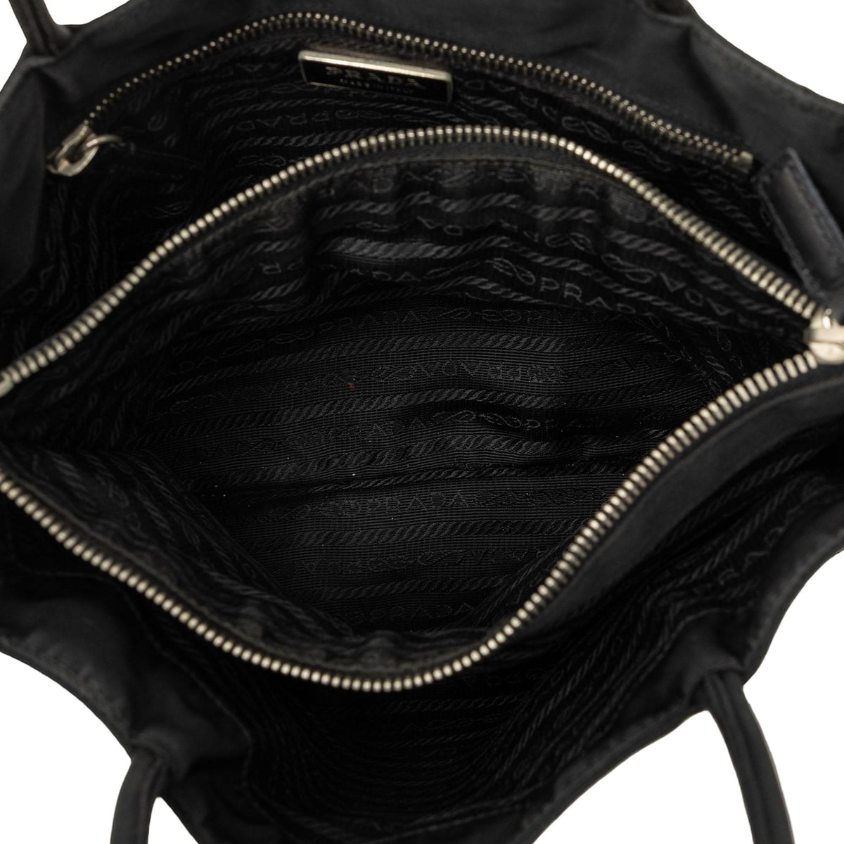 Prada Vitello Trimmed Tessuto Tote