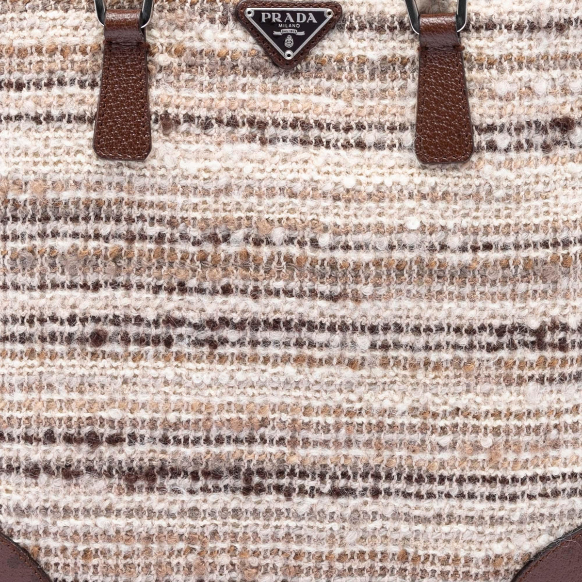 Prada Vitello Trimmed Tweed Flat Tote