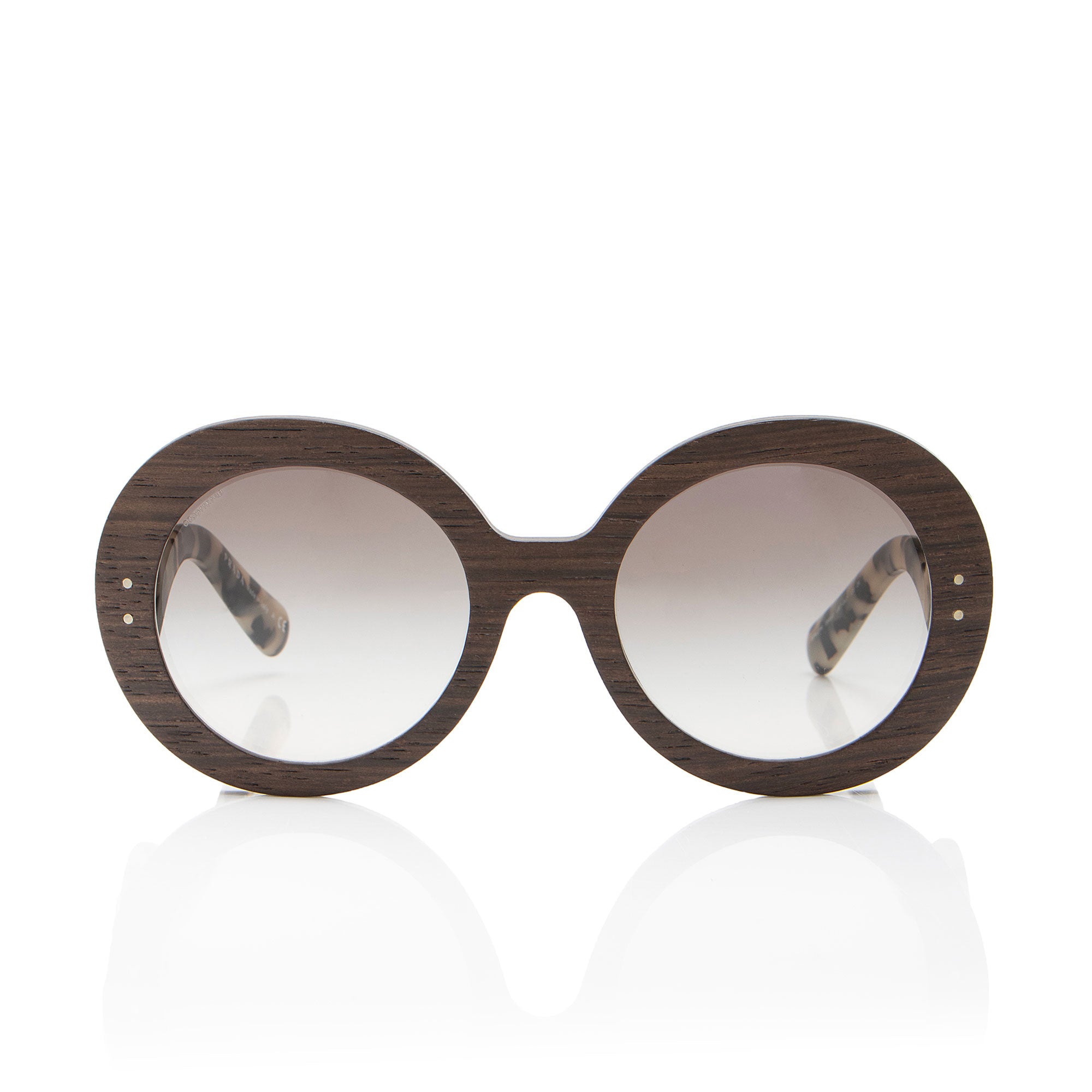 Prada Wooden Baroque Round Sunglasses