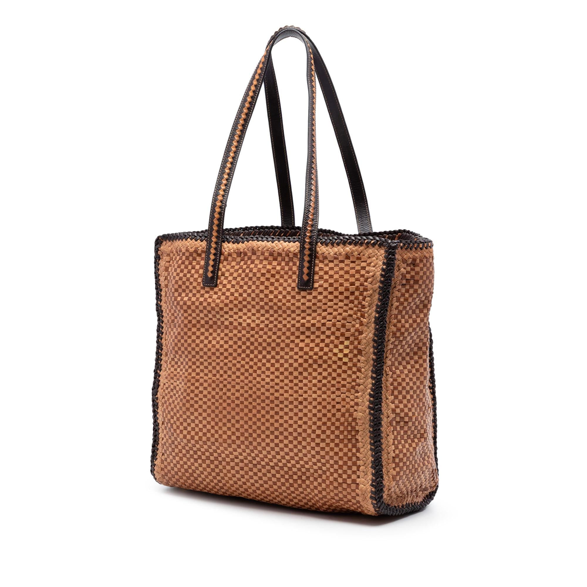 Prada Woven Goatskin Madras Tote