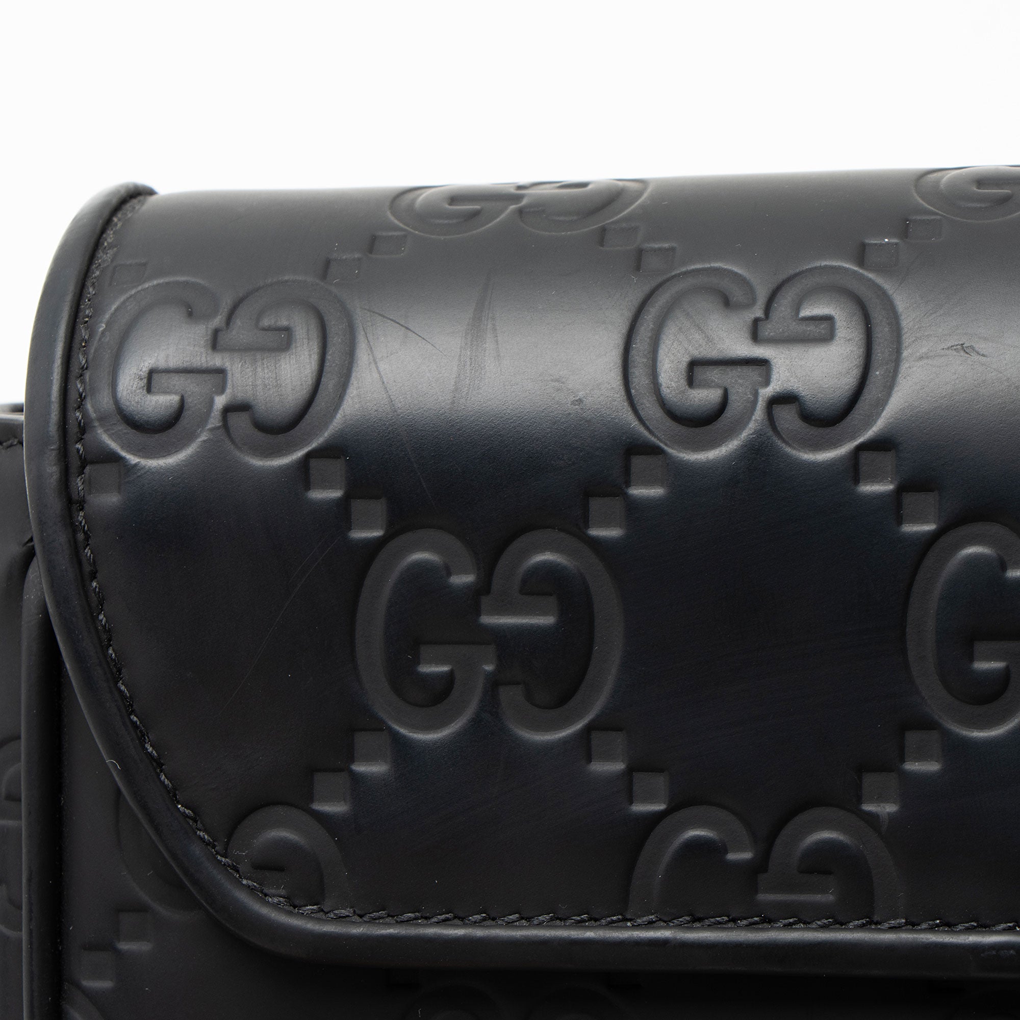 Rubber GG Effect Calfskin Mini Messenger