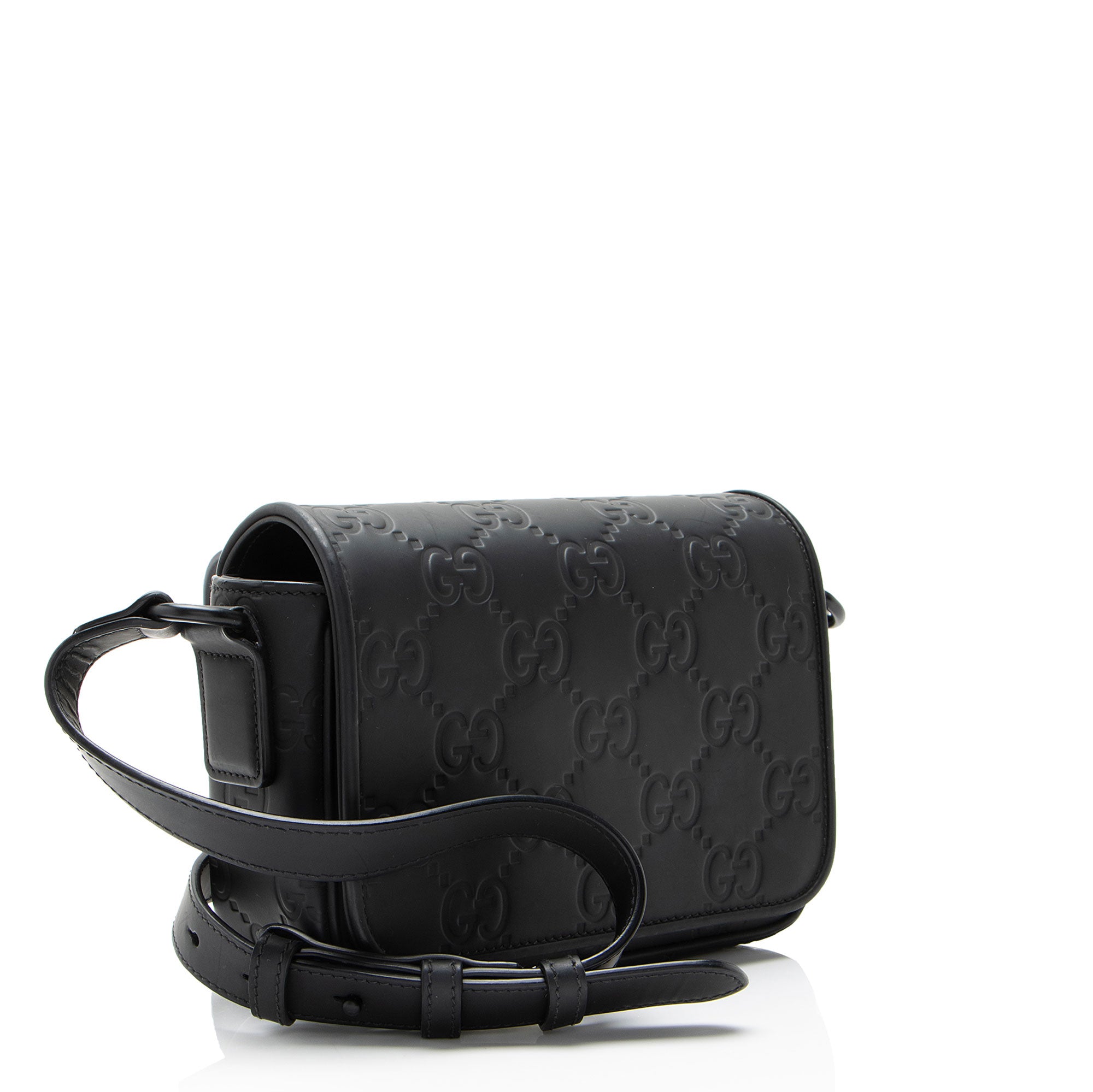Rubber GG Effect Calfskin Mini Messenger