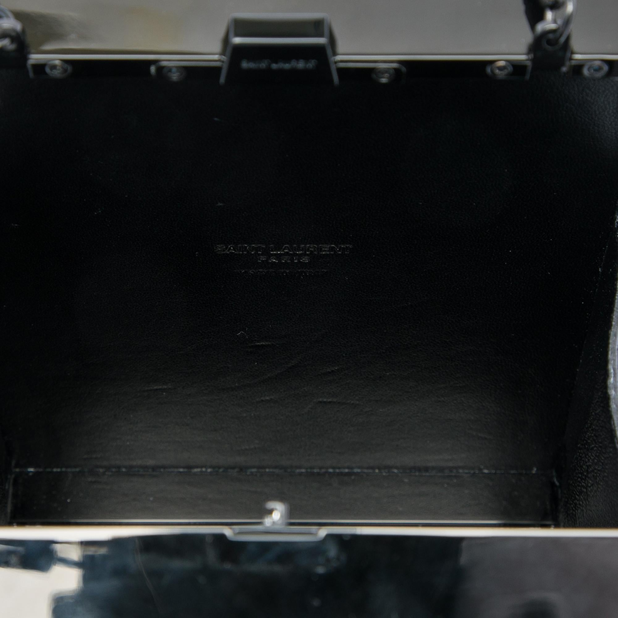 Saint Laurent Acrylic Tuxedo Box Clutch on Chain