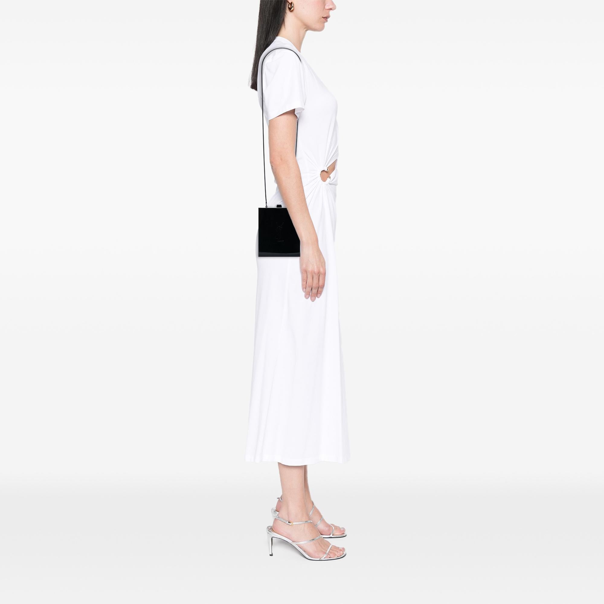 Saint Laurent Acrylic Tuxedo Box Clutch on Chain
