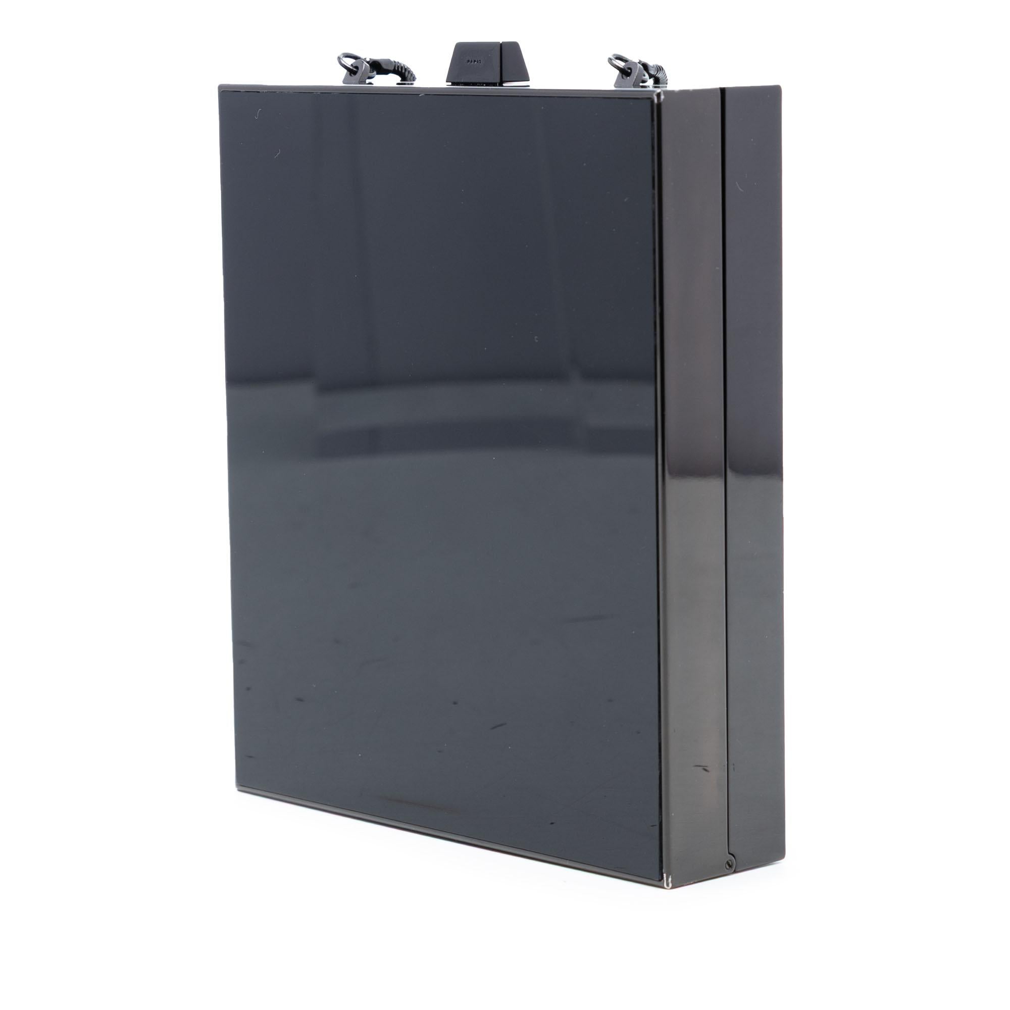 Saint Laurent Acrylic Tuxedo Box Clutch on Chain