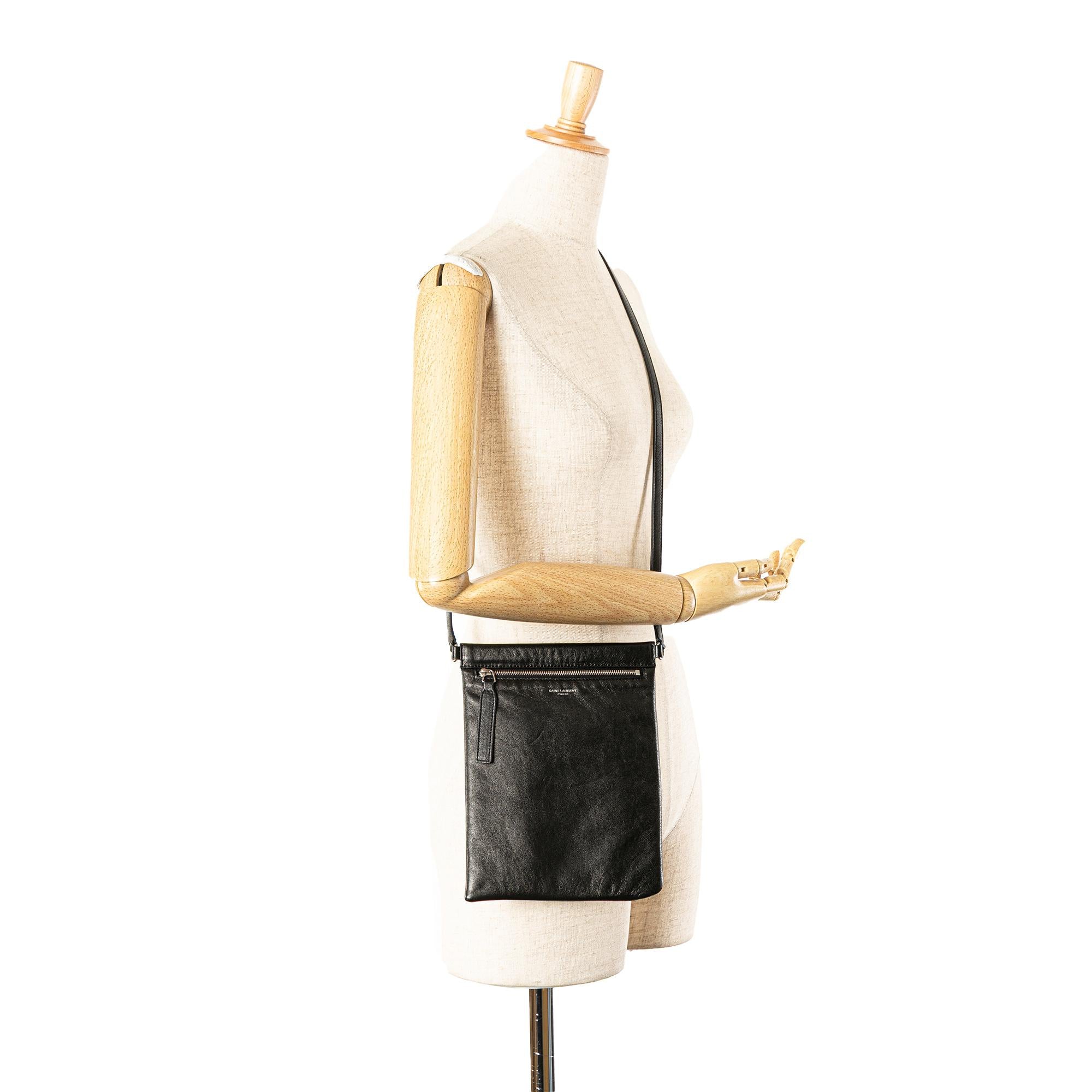 Saint Laurent Antiqued Lambskin Sid Flat Crossbody