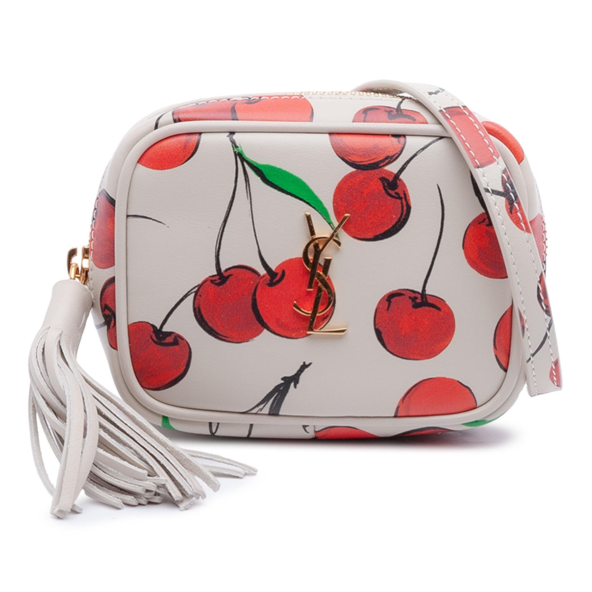 Saint Laurent Baby Calfskin Monogram Cherry Printed Lou Camera Bag