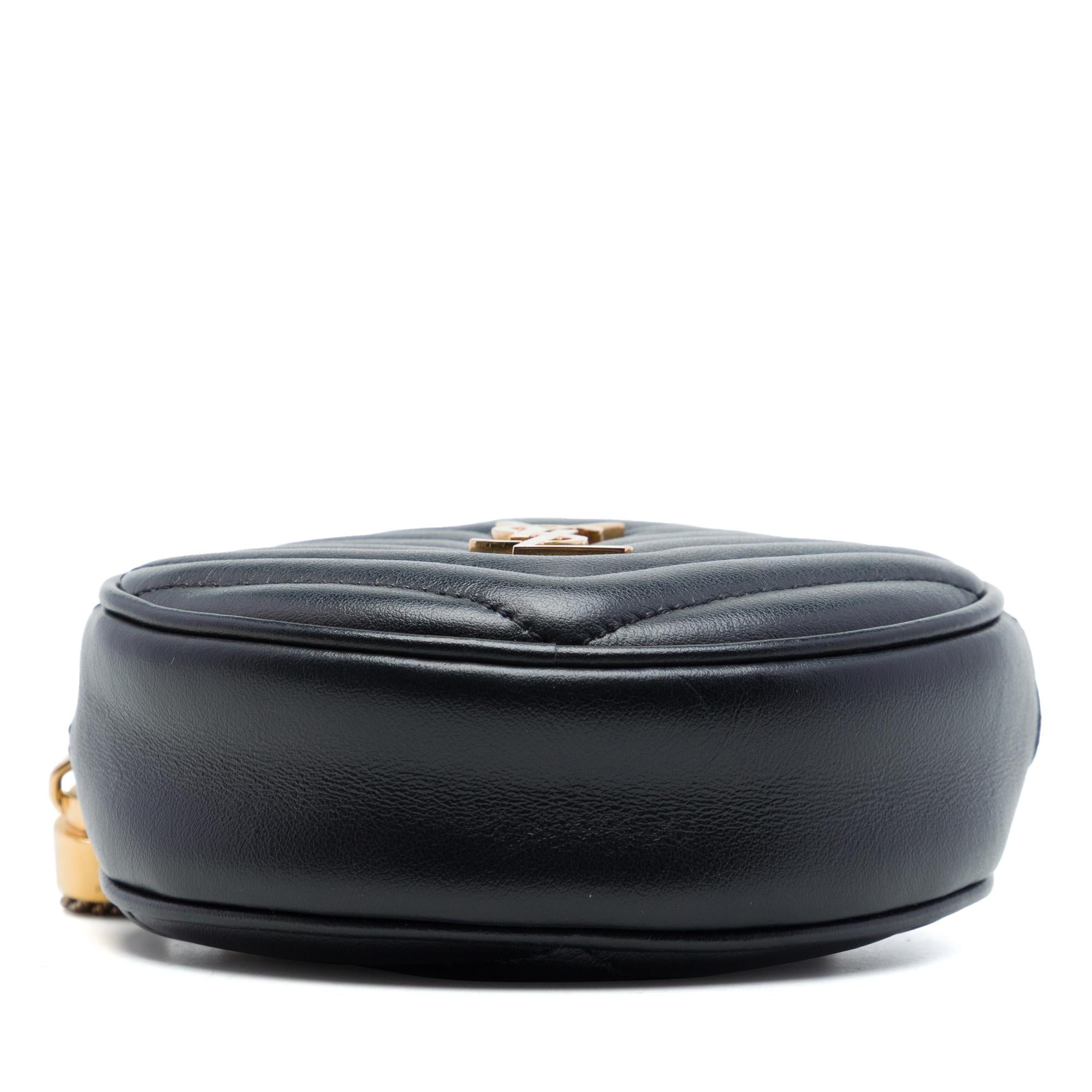 Saint Laurent Baby Chevron Calfskin Round Vinyle Belt Bag