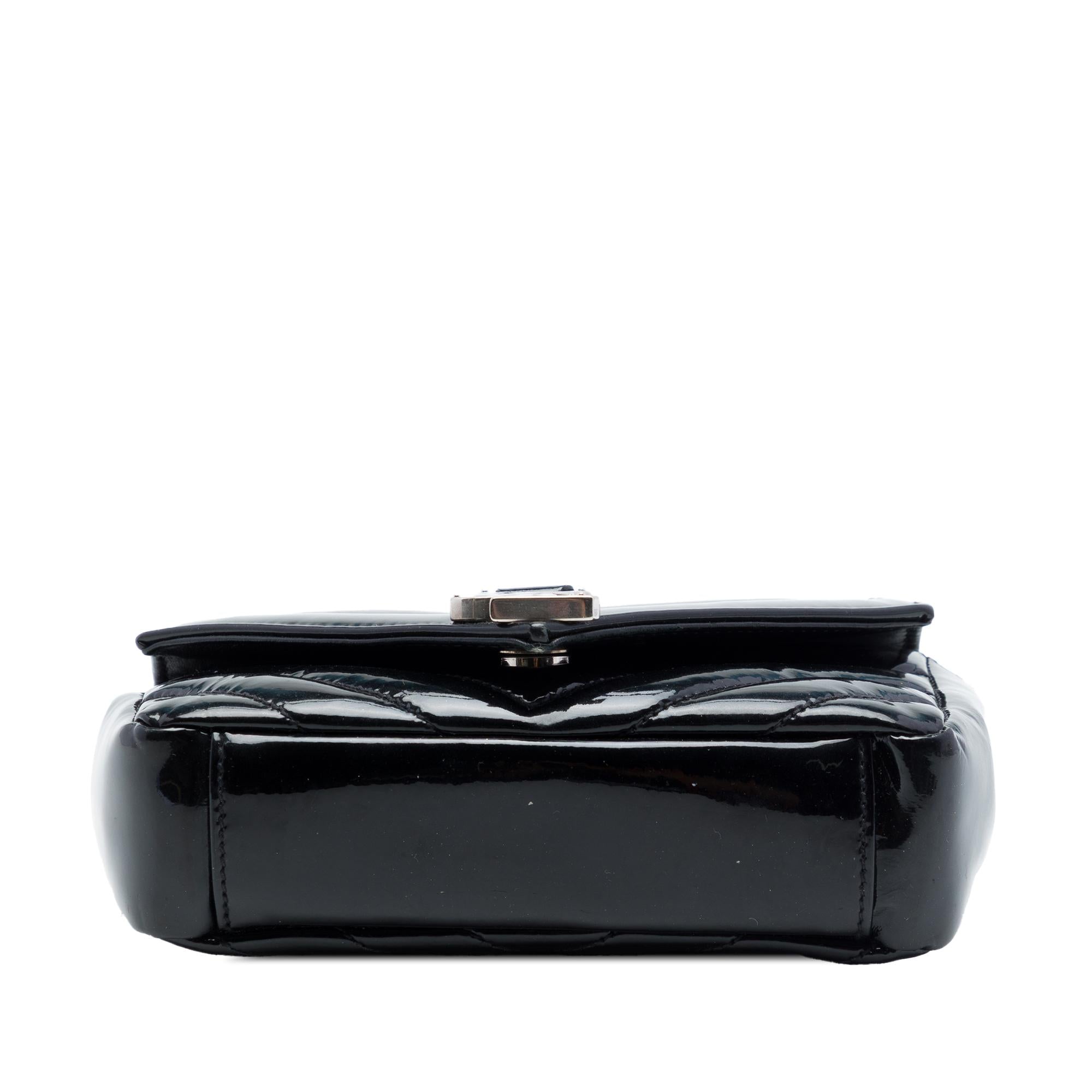 Saint Laurent Baby Chevron Patent Classic Monogram Chain Bag