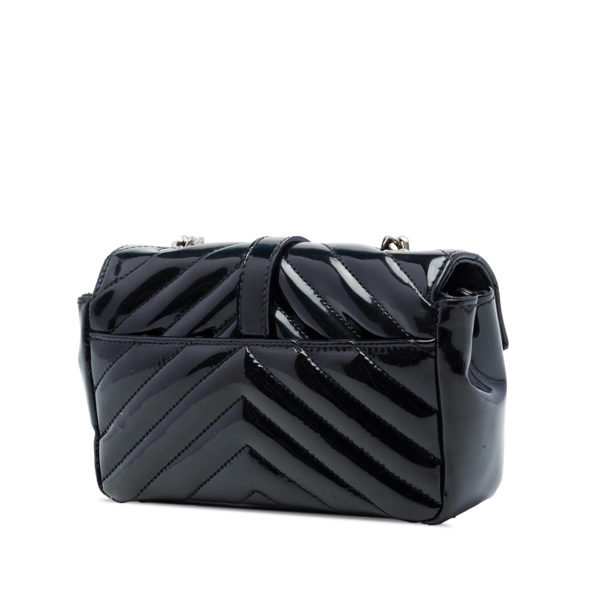 Saint Laurent Baby Chevron Patent Classic Monogram Chain Bag
