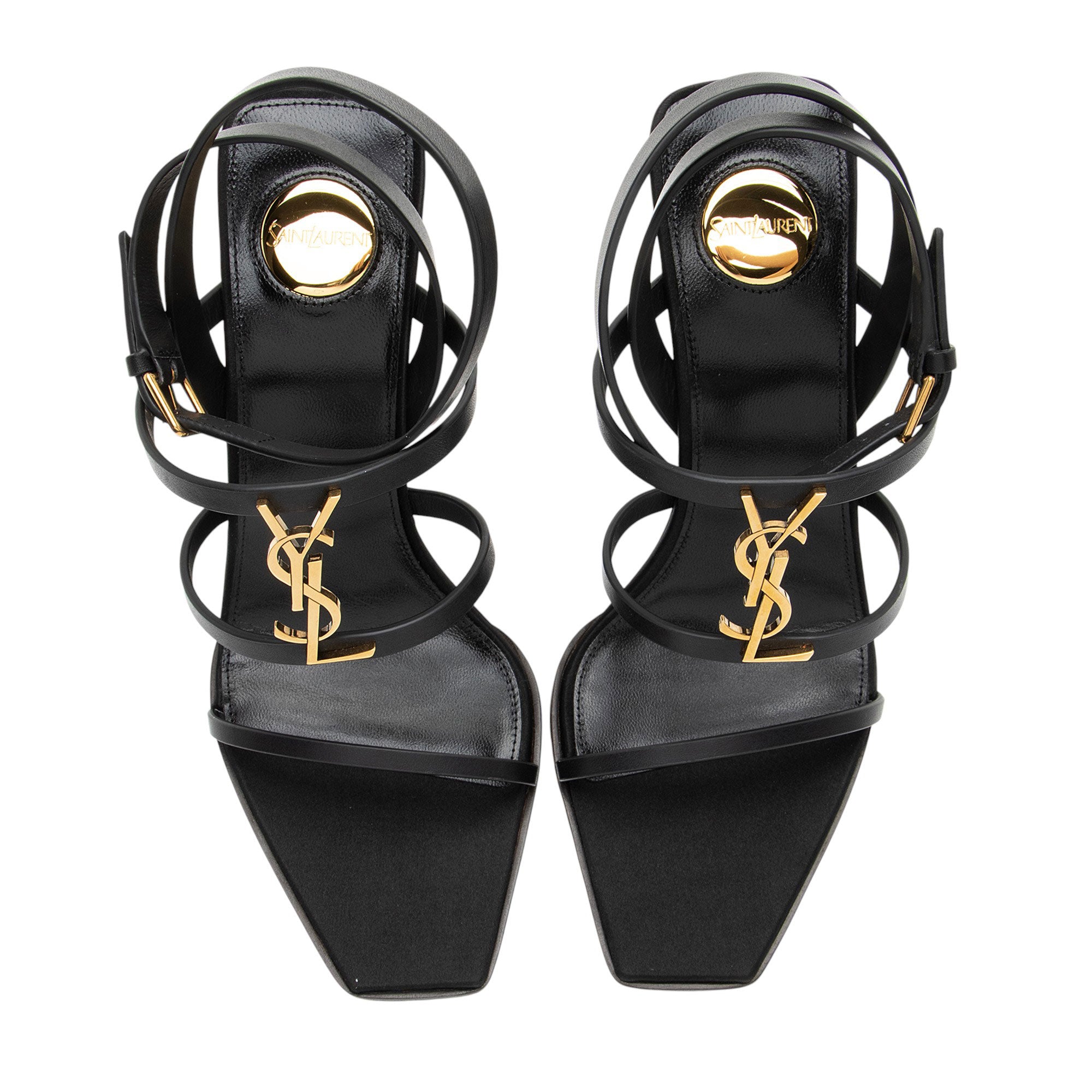 Saint Laurent Calfskin Cassandra Strappy Wedge Sandals - Size 7 / 37