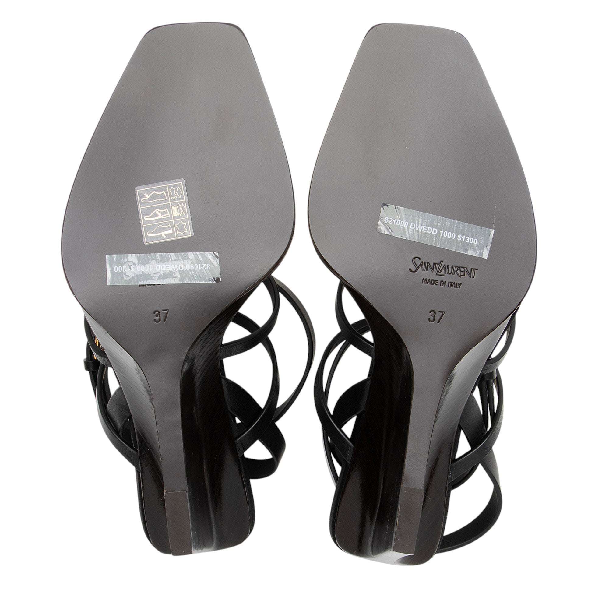 Saint Laurent Calfskin Cassandra Strappy Wedge Sandals - Size 7 / 37