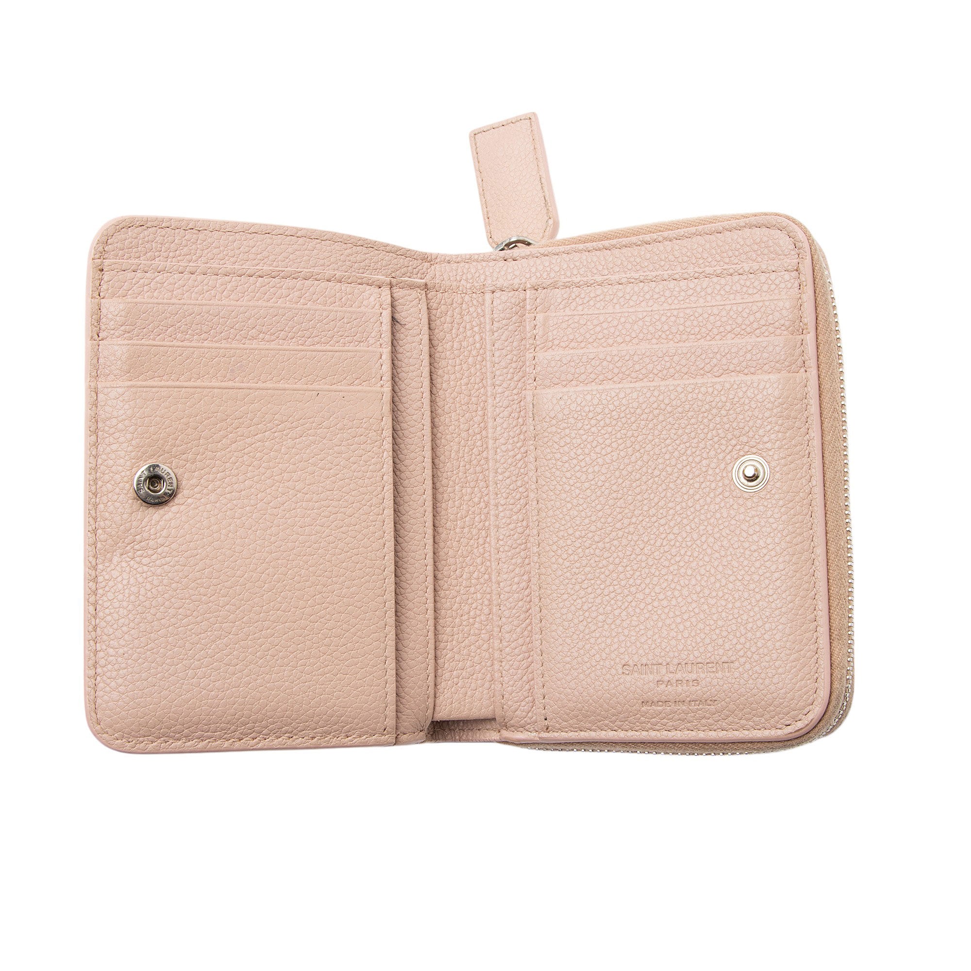 Saint Laurent Calfskin Compact Zip Around Wallet