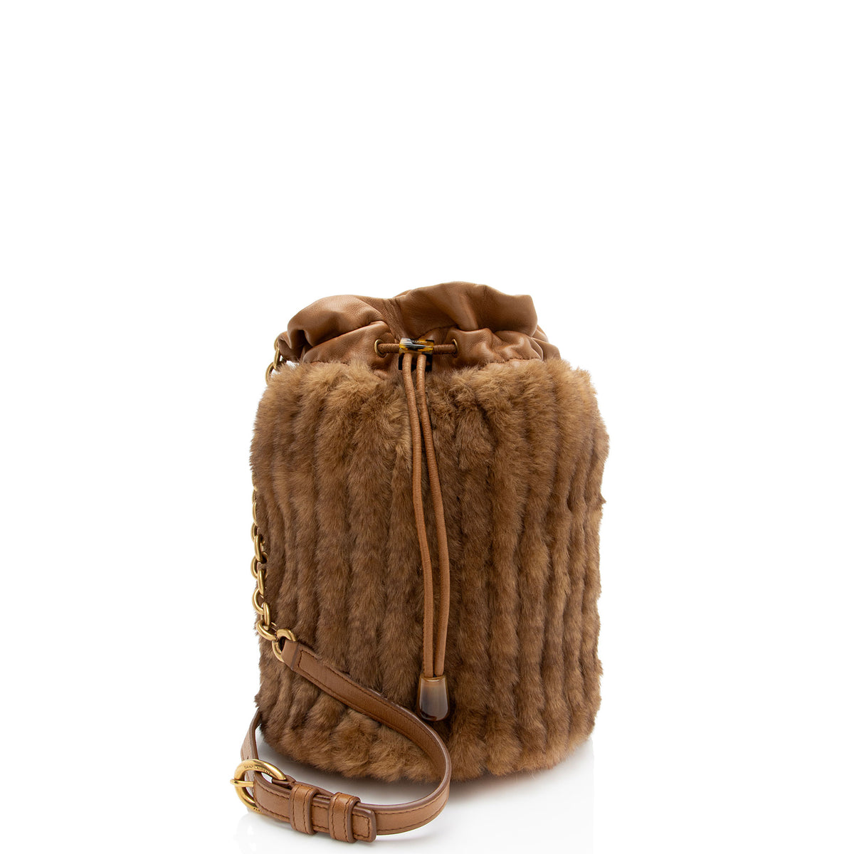 Saint Laurent Calfskin Faux Fur Bucket Bag