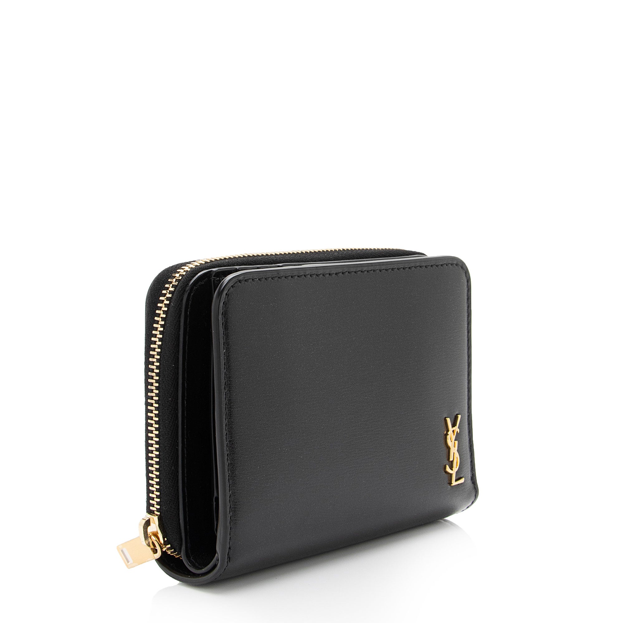 Saint Laurent Calfskin Monogram Compact Zip Around Wallet (SHF-p3n5HY)