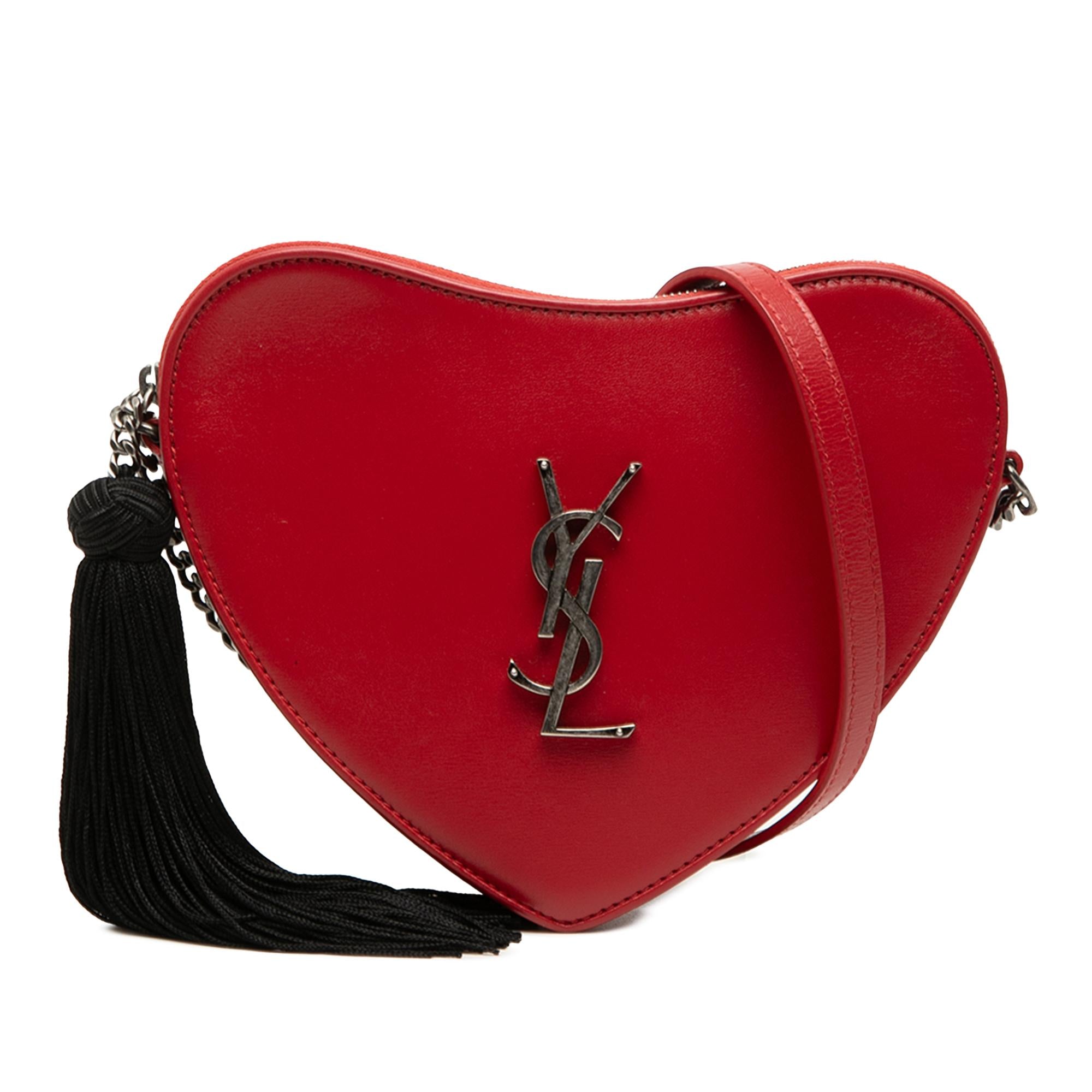 Saint Laurent Calfskin Monogram Sac Coeur Tassel Crossbody