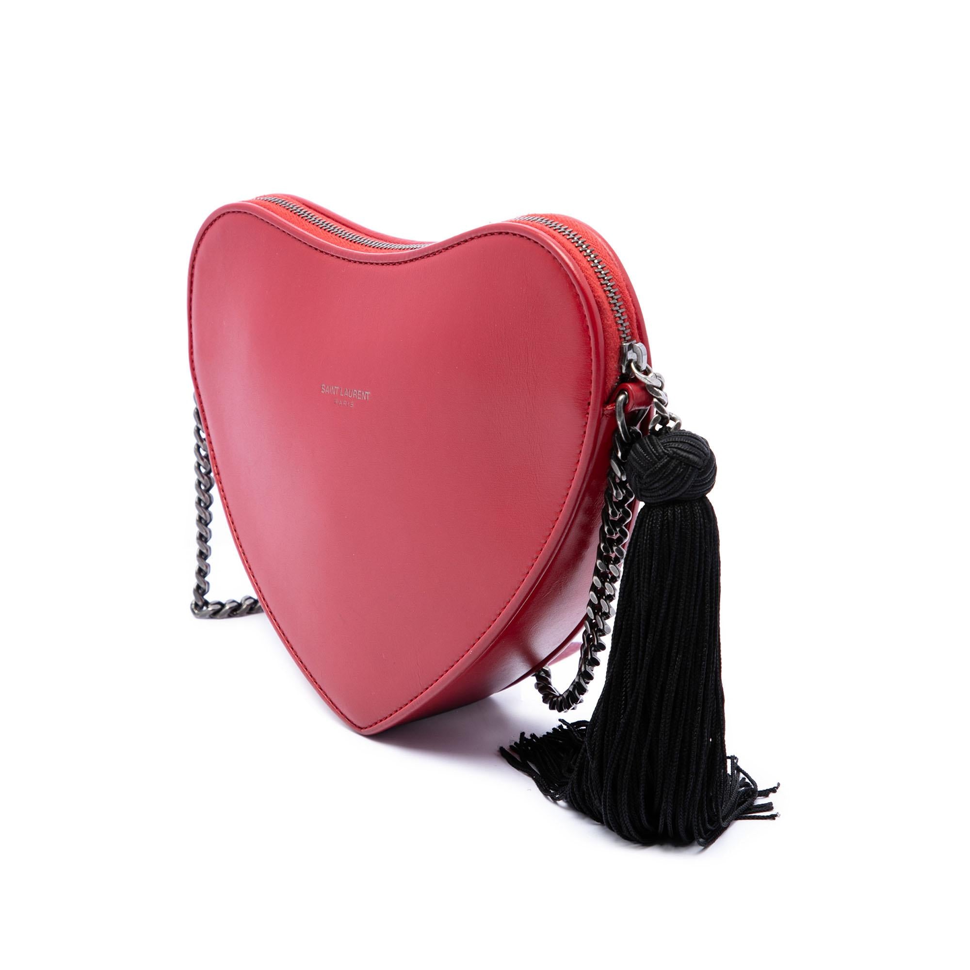 Saint Laurent Calfskin Monogram Sac Coeur Tassel Crossbody
