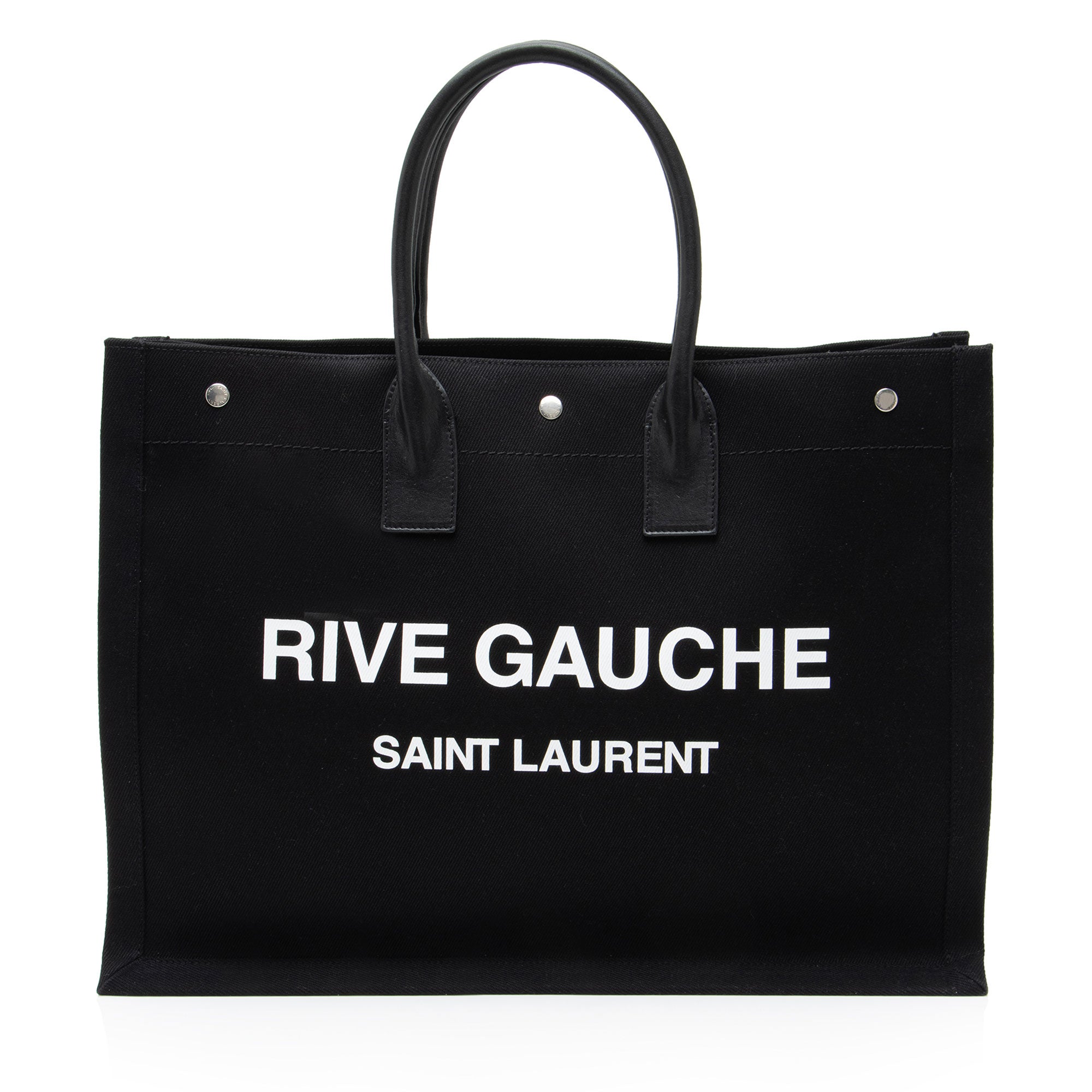 Saint Laurent Canvas Calfskin Rive Gauche Large Tote