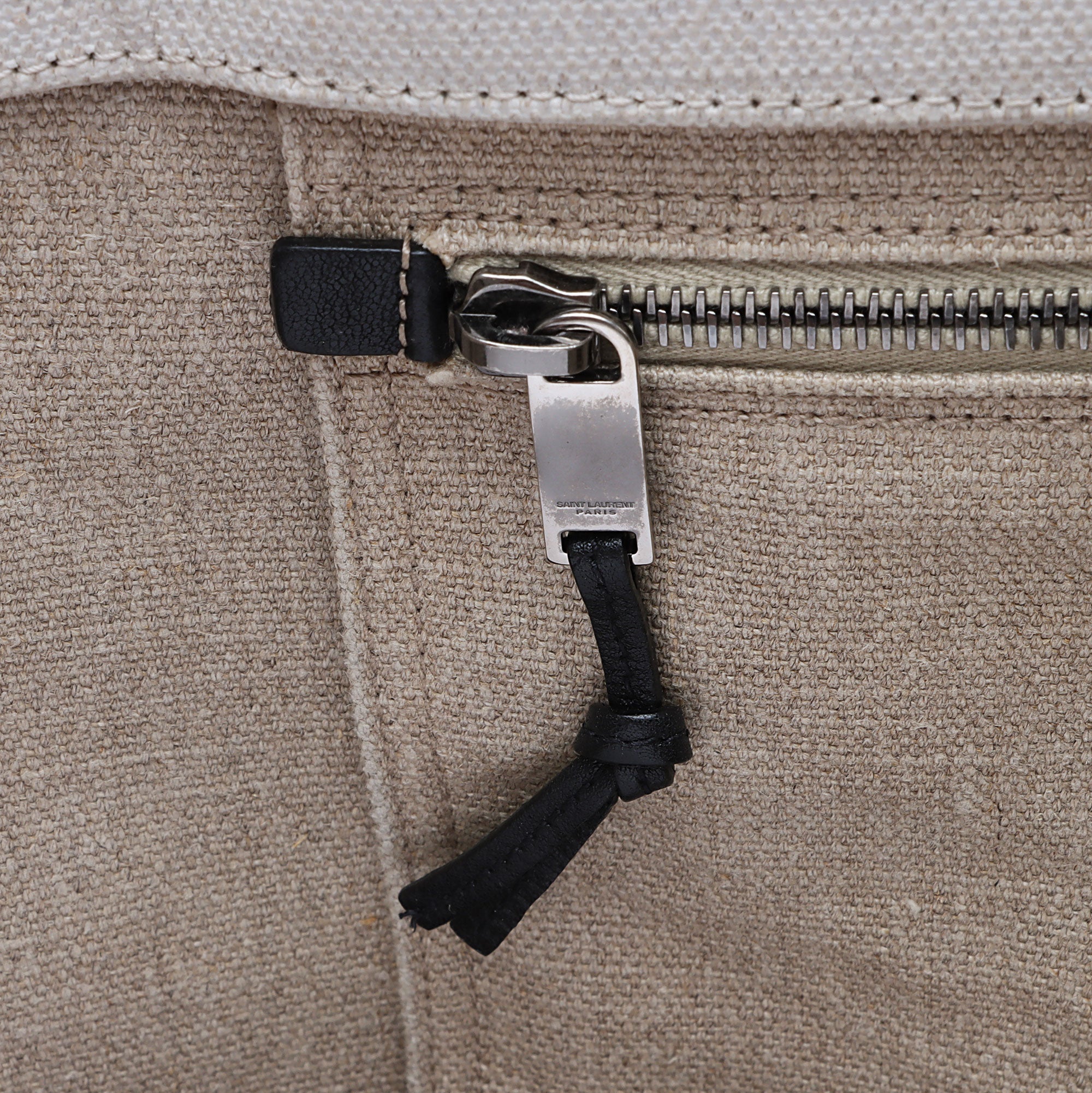 Saint Laurent Canvas Calfskin Rive Gauche Large Tote