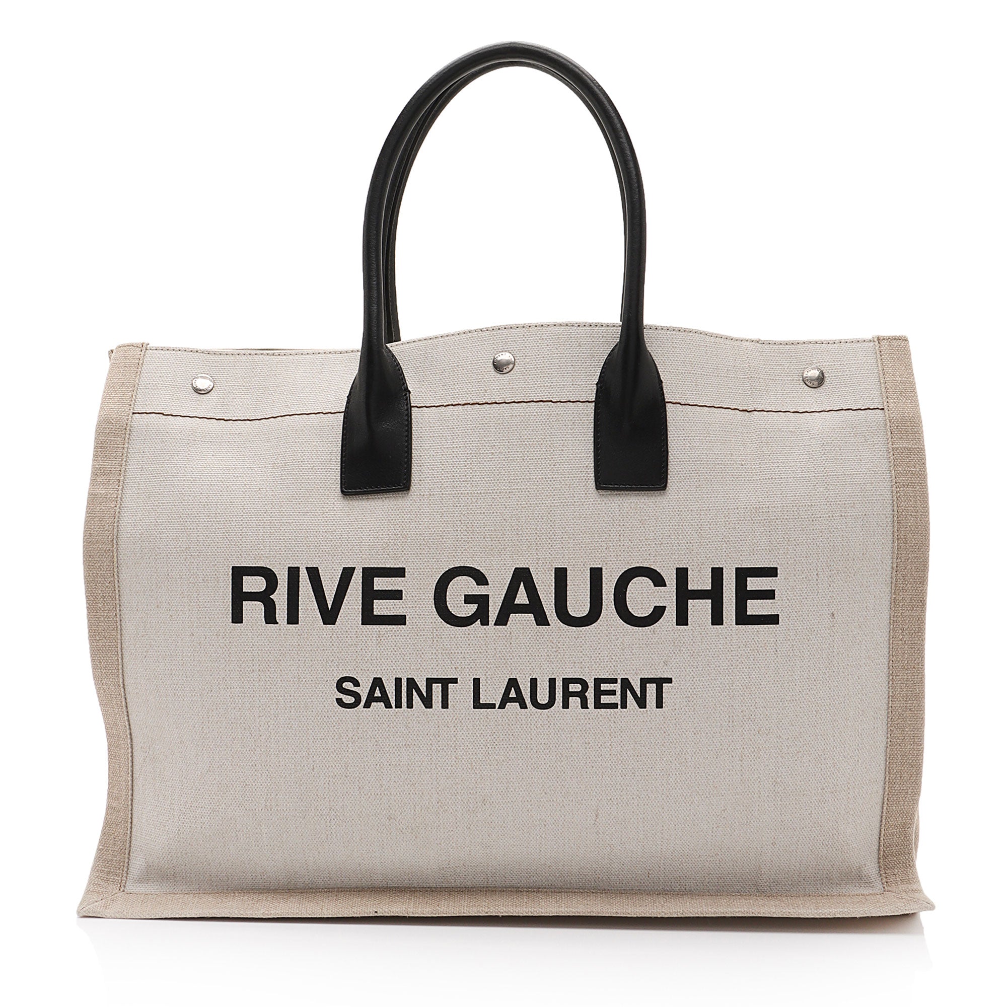 Saint Laurent Canvas Calfskin Rive Gauche Large Tote