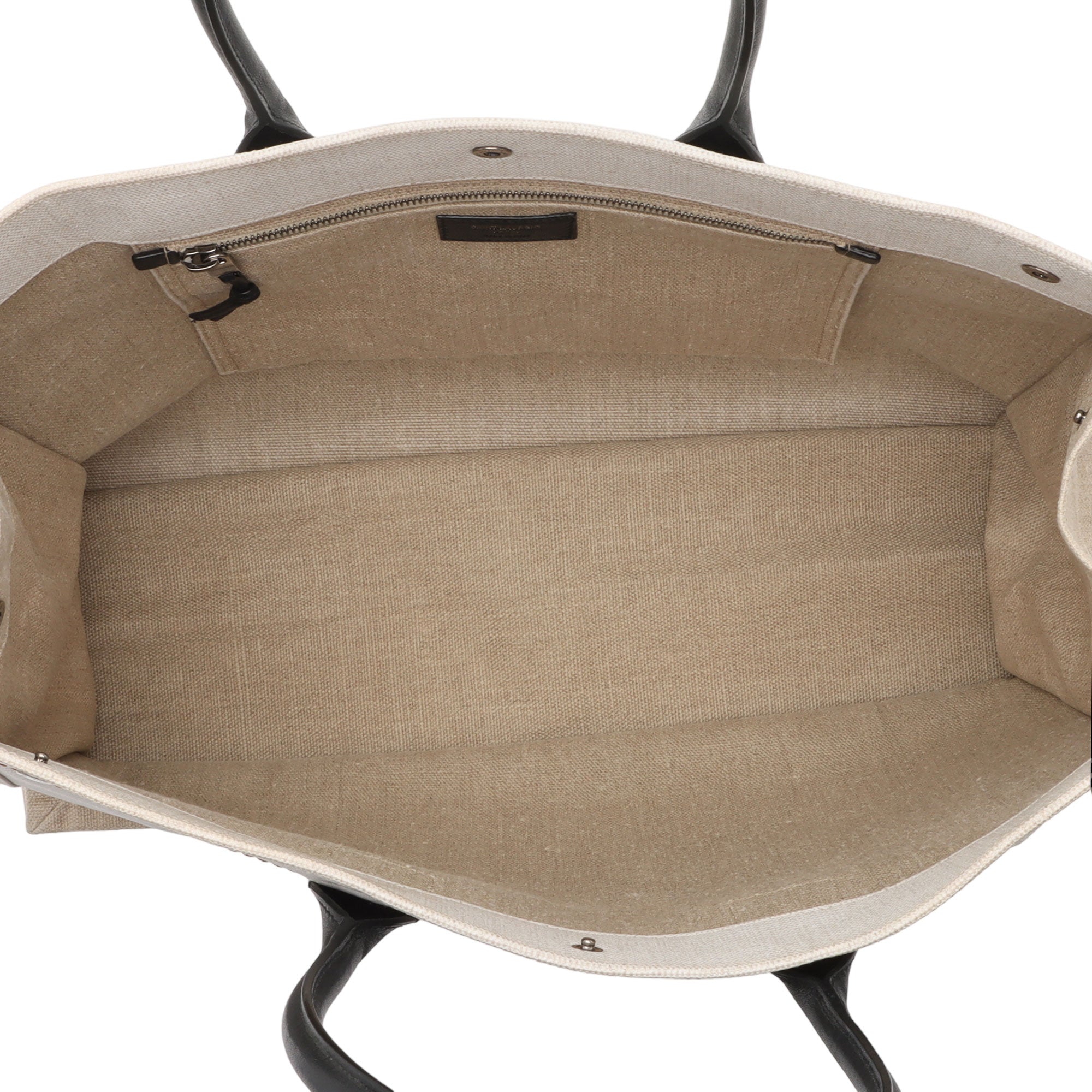 Saint Laurent Canvas Calfskin Rive Gauche Large Tote