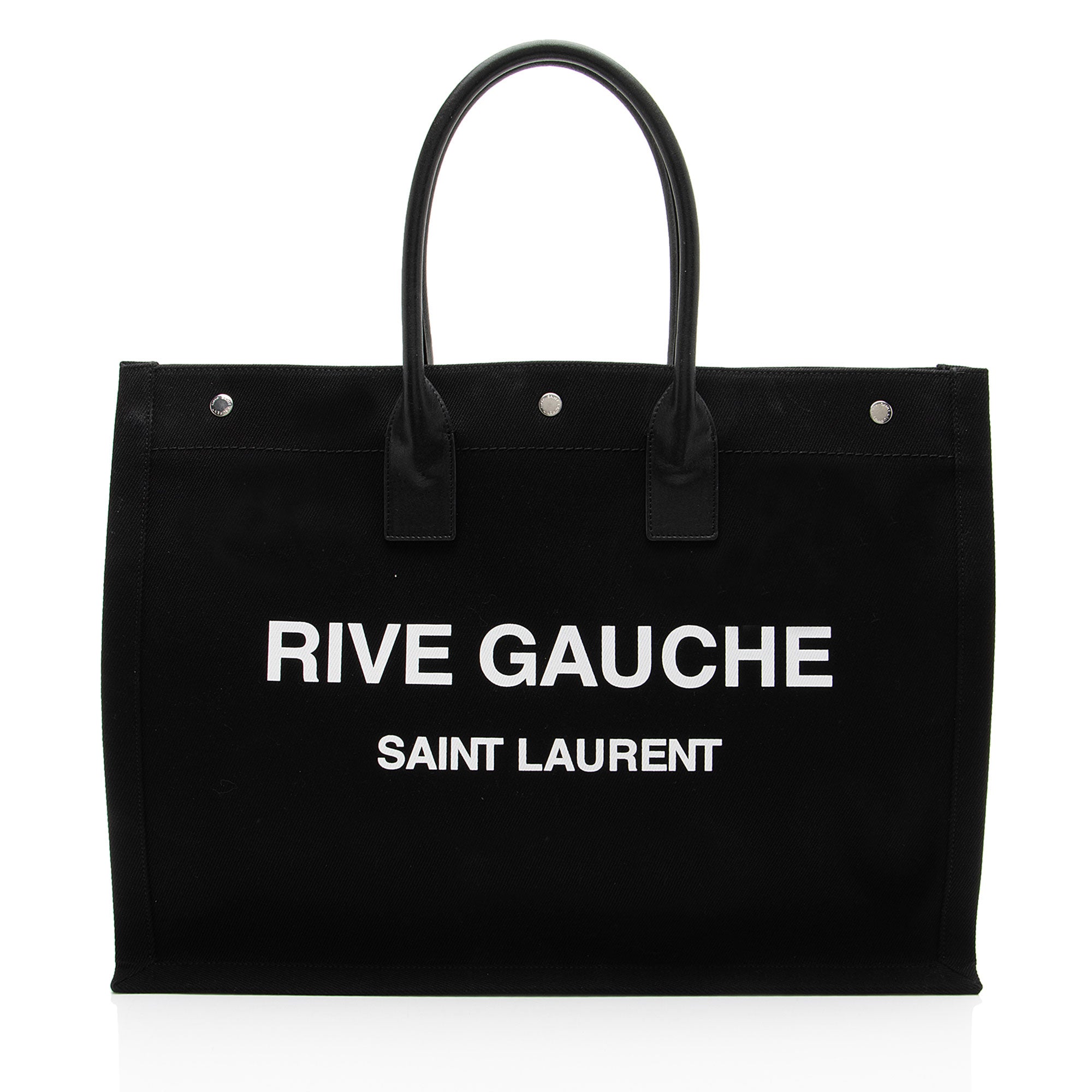 Saint Laurent Canvas Calfskin Rive Gauche Large Tote