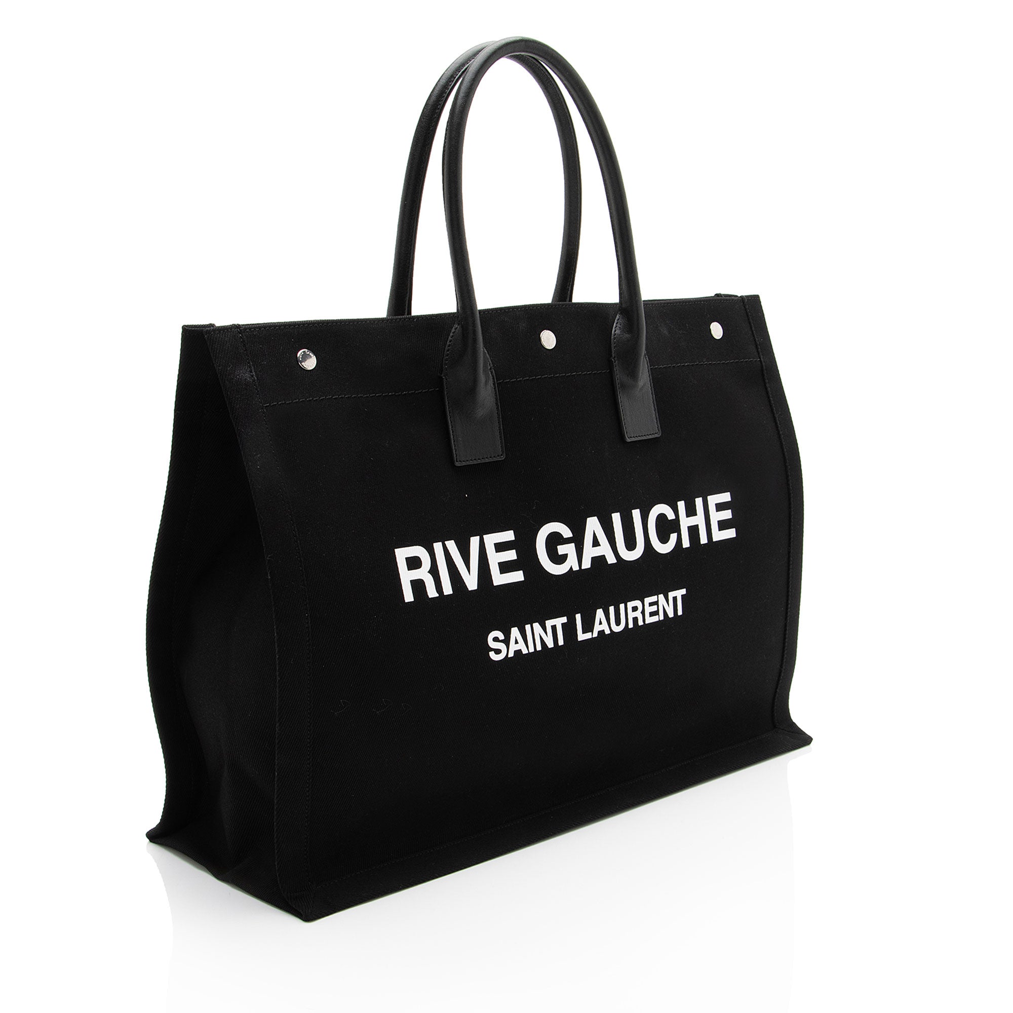 Saint Laurent Canvas Calfskin Rive Gauche Large Tote