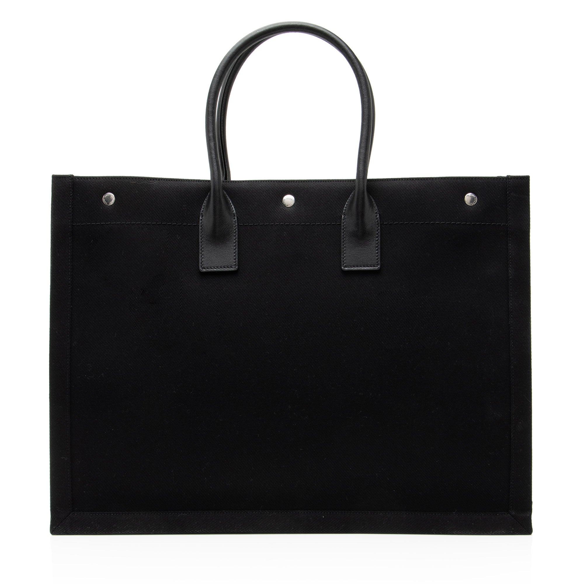 Saint Laurent Canvas Calfskin Rive Gauche Large Tote