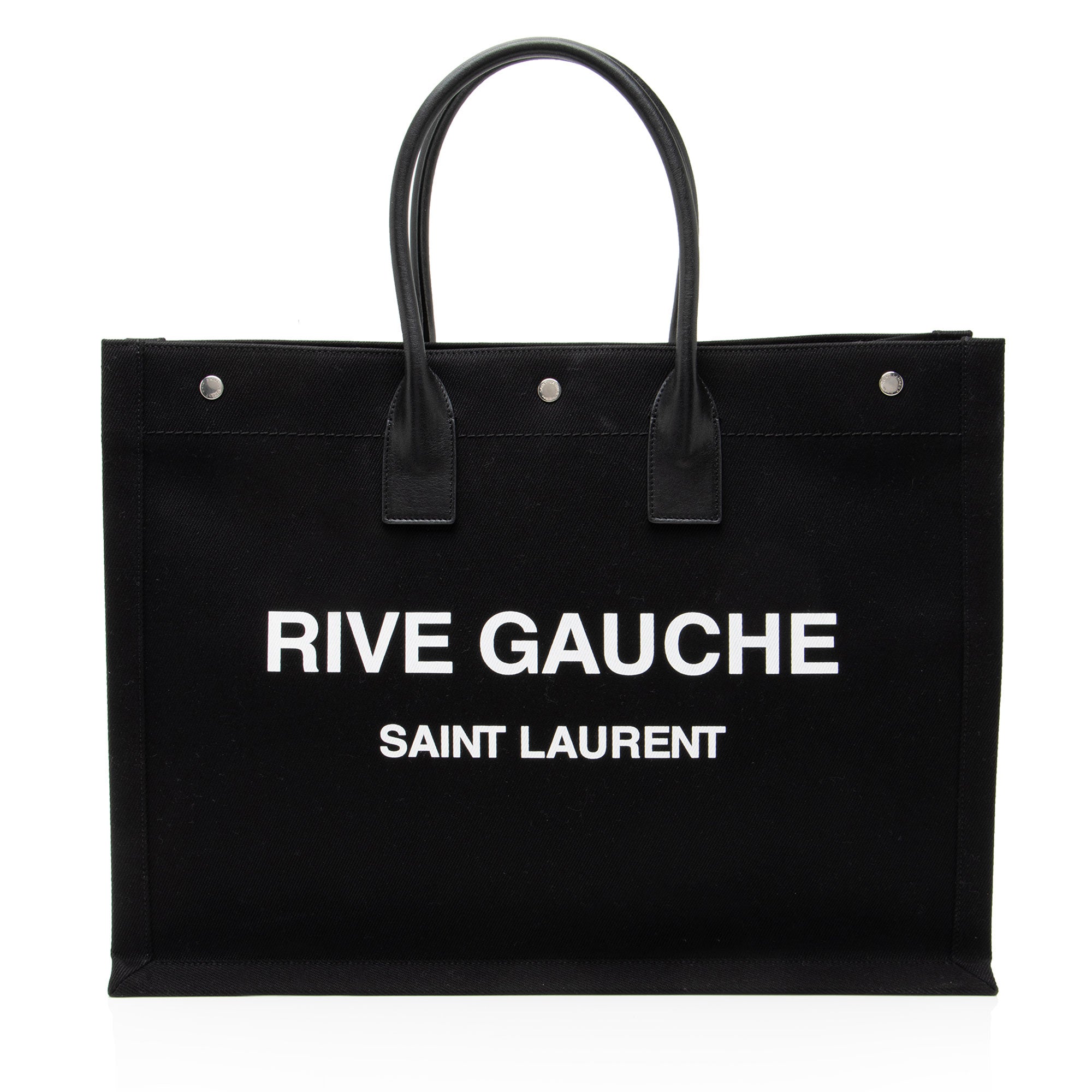 Saint Laurent Canvas Calfskin Rive Gauche Large Tote