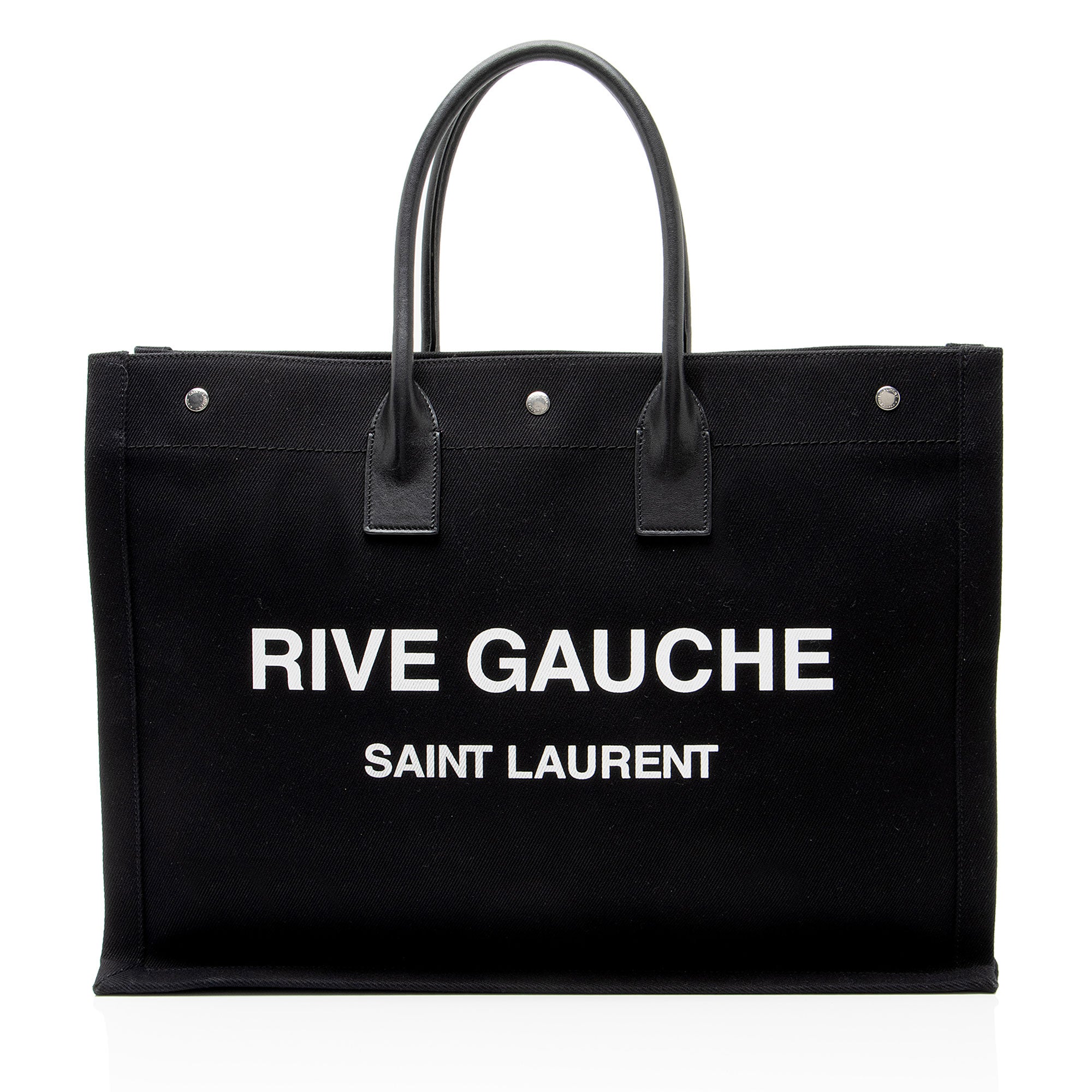 Saint Laurent Canvas Calfskin Rive Gauche Large Tote
