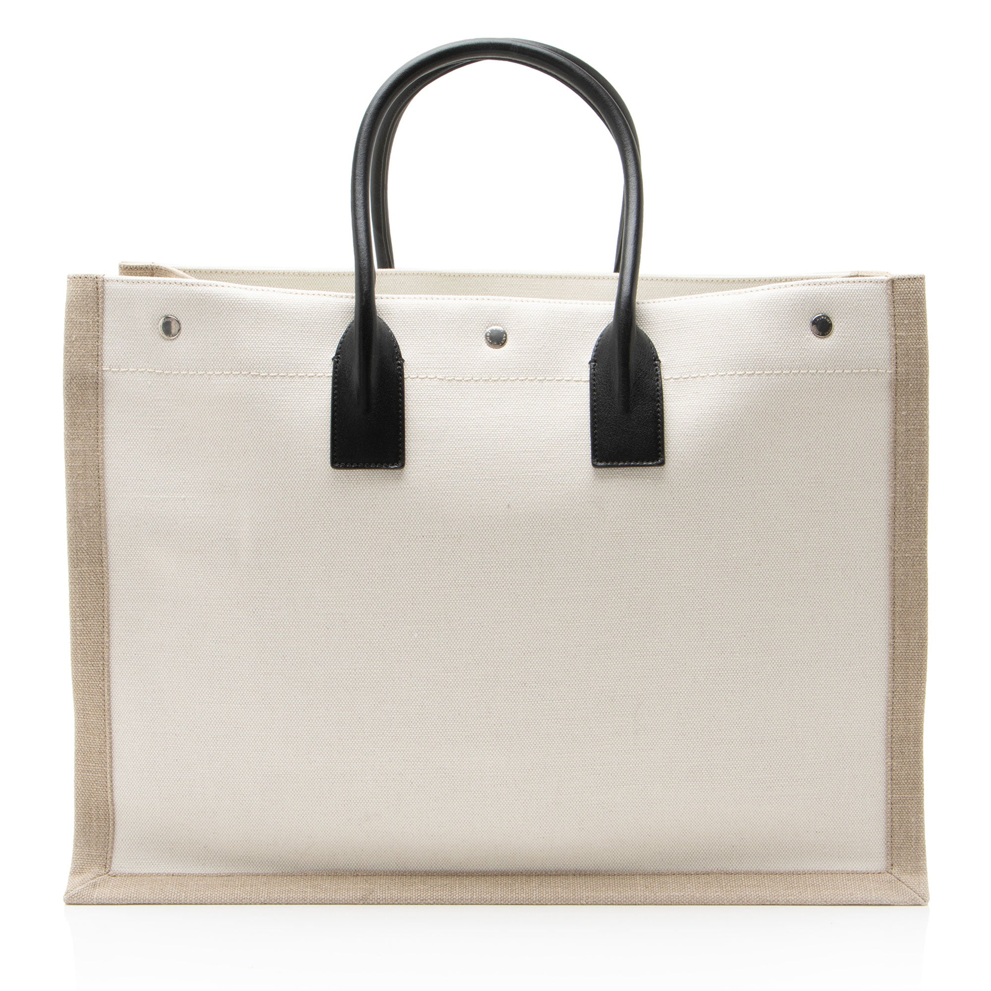 Saint Laurent Canvas Calfskin Rive Gauche Large Tote